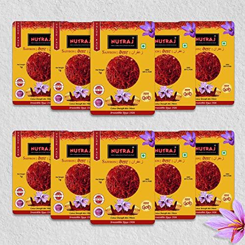 Nutraj Nutraj Saffron, Original and Pure Kesar | Keshar for Health, Beauty, Food, Wellness and Pooja | ISO Certified | 10 Gram (Blister Pack 1 Gram x 10)