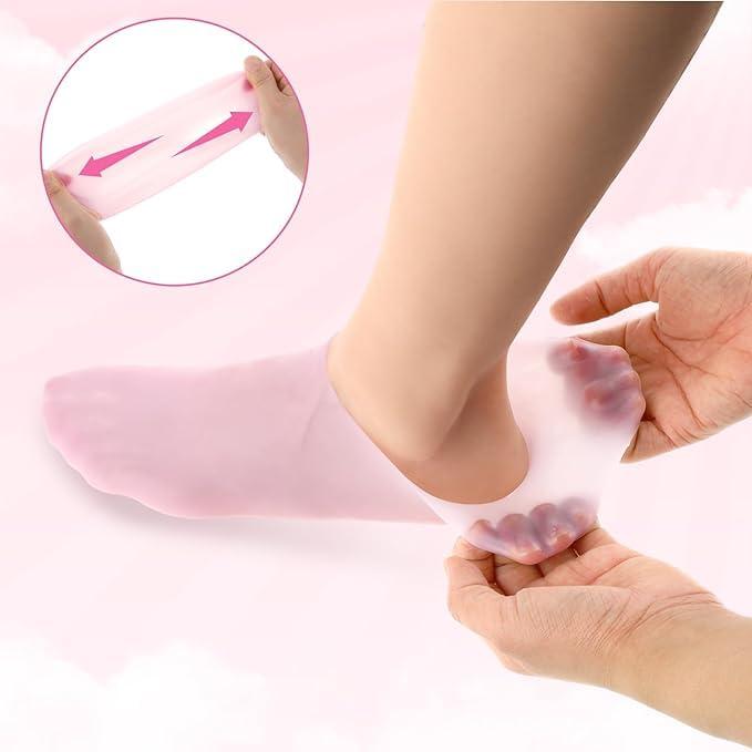 Zorzel Zorzel Silicone Moisturizing Socks for Women Dry Cracked Feet, Soft Gel Rubber Socks, Women Foot Care Spa Pedicure Silicone Socks for Cracked Heel and Softening Rough Skin - (1 Pair)