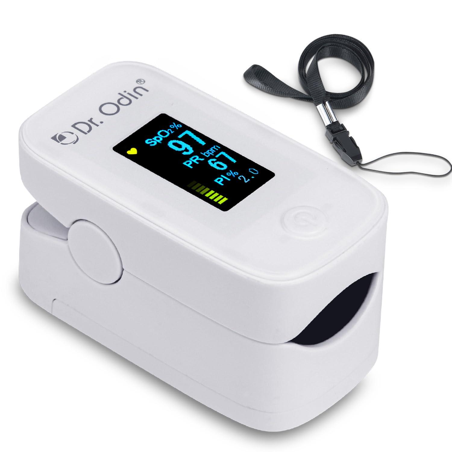 Dr. Odin Dr. Odin YM-201 Fingertip Pulse Oximeter with LED Display and Auto Power Off, Perfusion Index and SpO2 (White, 1 Year Warranty)