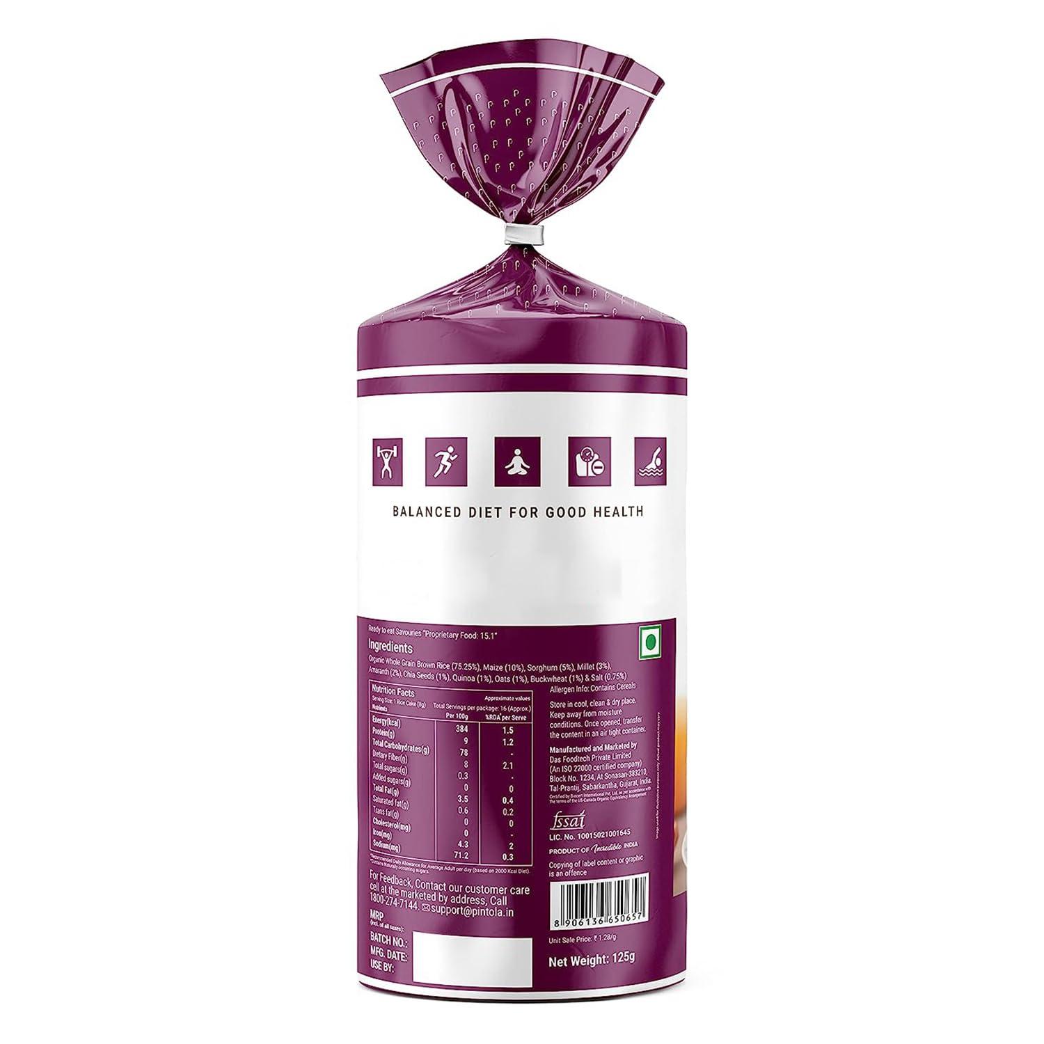 Pintola Pintola Combo - High Protein Dark Chocolate Peanut Butter Creamy 1Kg + Rice Cake Multigrain Salted 130g, 100% Roasted Peanuts butter Chocolate Flavour High Protein Nut Butter With Organic Rice Cakes