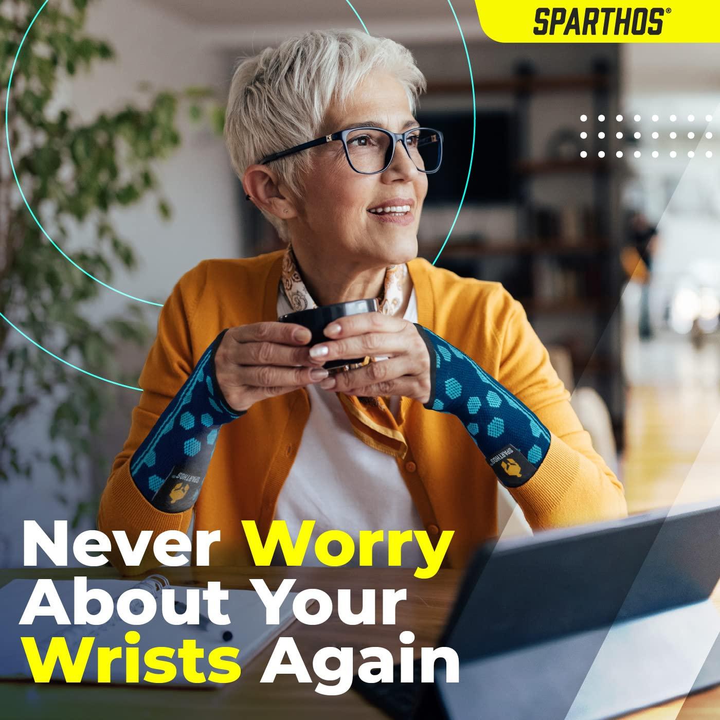 Sparthos Sparthos Wrist Support Sleeves (Pair) Medical Compression for Carpal Tunnel and Wrist Pain Relief Wrist Brace for Men and Women Made from Innovative Breathable Elastic Blend
