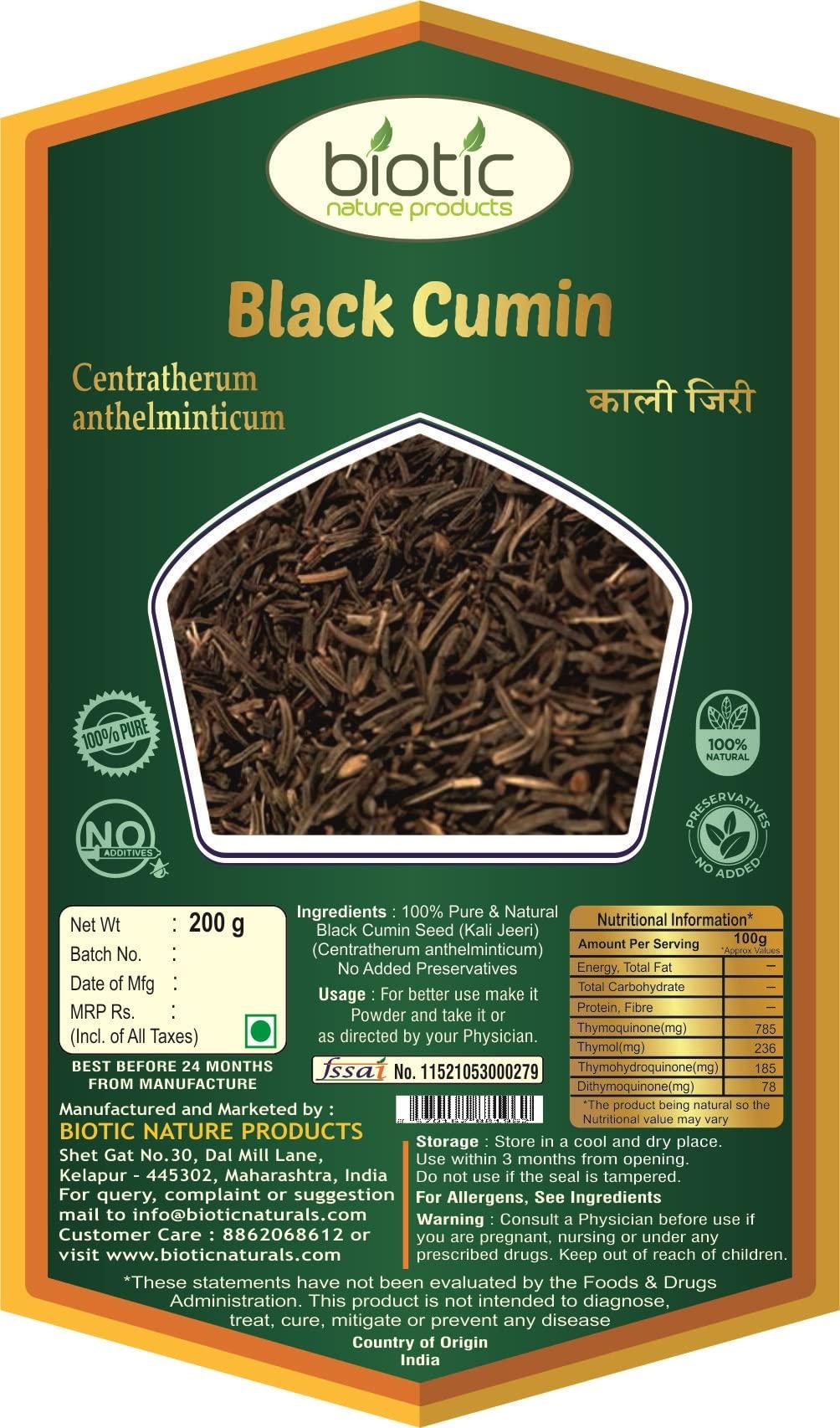 Biotic Biotic Natural Kala Jeera - Kaali Jeeri - Kali Jeeri - Black Jeera - Black Cumin Seeds - Kali Jiri - 200gm