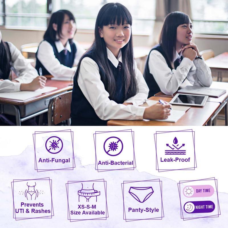 Trawee (Disposable Underwears) Trawee Period Kit for School Girls | Disposable Menstrual Panties for High Absorption & liners | Leak-Proof | No Show-Stain-Wetness | Ideal for long School-hours for Hygiene & Protection (M, 8)