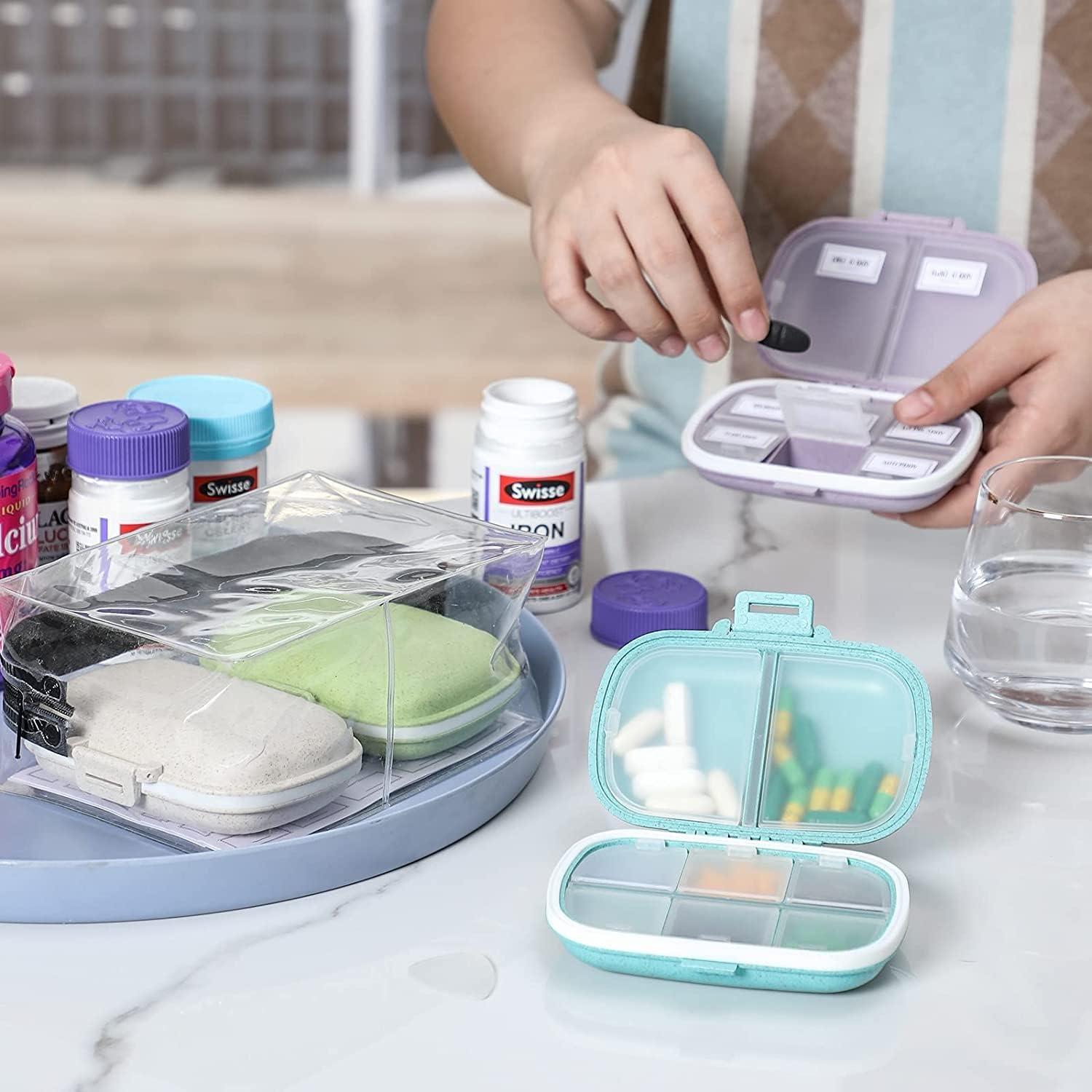 TERXA TERXA Travel Pill Organizer | 8 Compartment Pill Case | Small Medicine Storage Organizer | Portable Vitamin Holder Container | Supplements Supplies (Pack of 1,Multicolor)