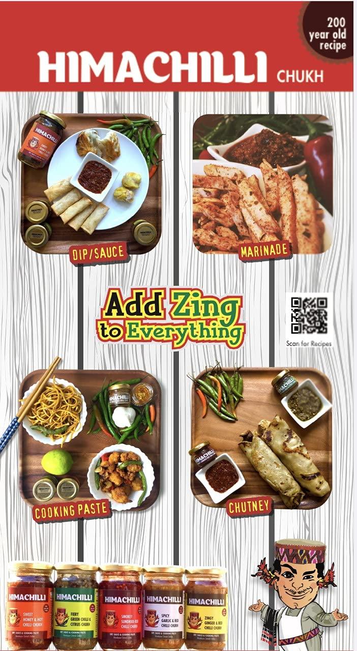 HIMACHILLI HIMACHILLI Green Chilli Chukh and Garlic Chilli Chukh Traditional Chamba Chukh from Himachal Pradesh- Fiery, Hot, Citrus, Green Chilli Pickle, Paste & Marinade - Pack of 2, (Each Bottle 200gm)