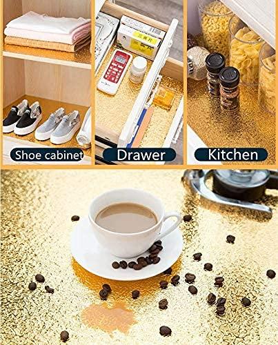 DHYANI DHYANI Golden Kitchen Wallpaper Roll Oil Proof Waterproof Paper Aluminum Foil Back splash Sticker Anti-Mold and Heat Resistant for Walls Cabinets Drawers and Shelves [5 meter]