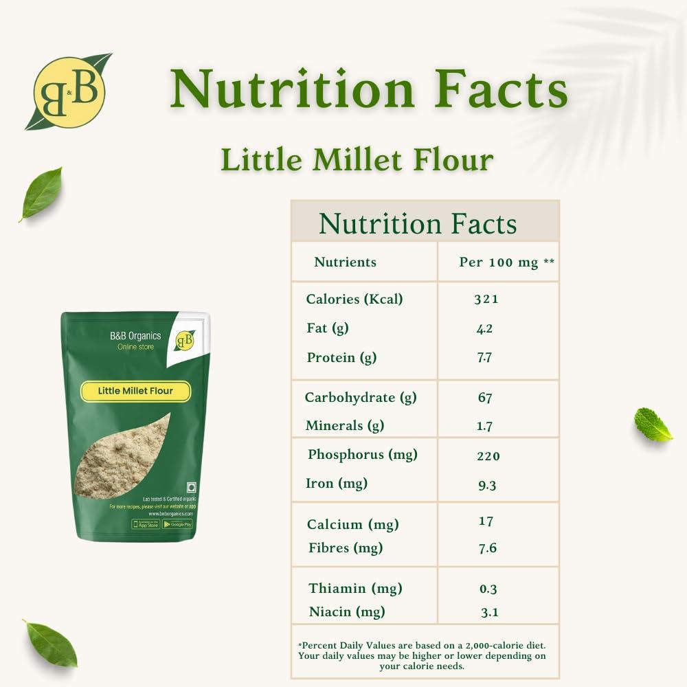 B&B Organics B&B Organics Little Millet Flour (5 kg)/Certified Organic/Saamai Mavu/Soaked & Grinded
