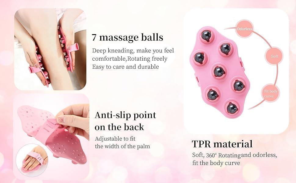 Y MOX Y MOX Palm Shaped Massage Glove, a portable manual massager with 7x 360-Degree magnetic roller balls for a deep tissue massage, for relieving muscle pain of the entire body (Multicolor-1 pcs)