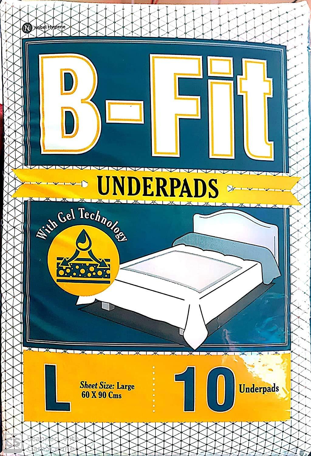 Nobel Hygiene B-FIT Underpads with Gel Technology, Large Size- 60 * 90 cms - Pack of 10