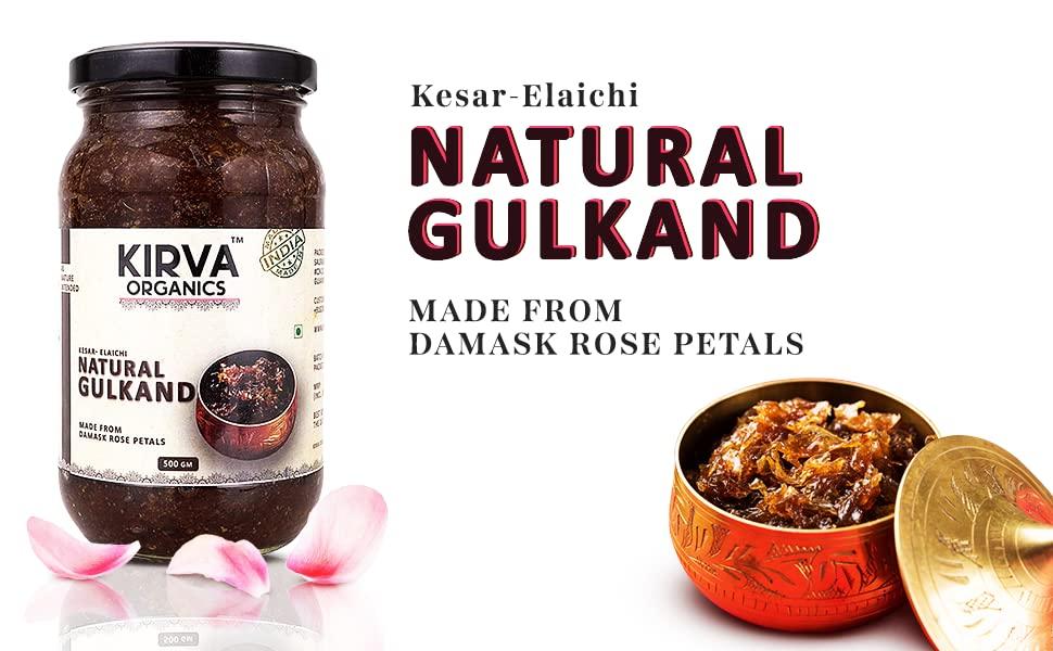 Kirva Organics Kirva Organics Natural Gulkand | Damask Rose Petals & Rock Sugar - Kesar Elaichi - 500gm (500gm x 1)