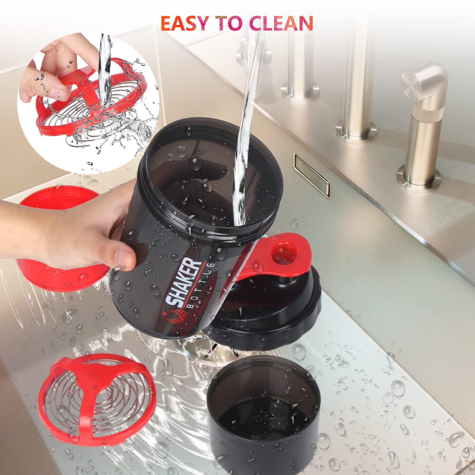 VECH VECH Shaker Bottle,16oz Shaker Cup,Protein Shaker Bottle with Storage & Shaker Ball,GYM Shaker Bottles for Protein Shakes,Sports Shake Mixer Bottle,100% Leak Proof,BPA Free,3 Layer (Red)