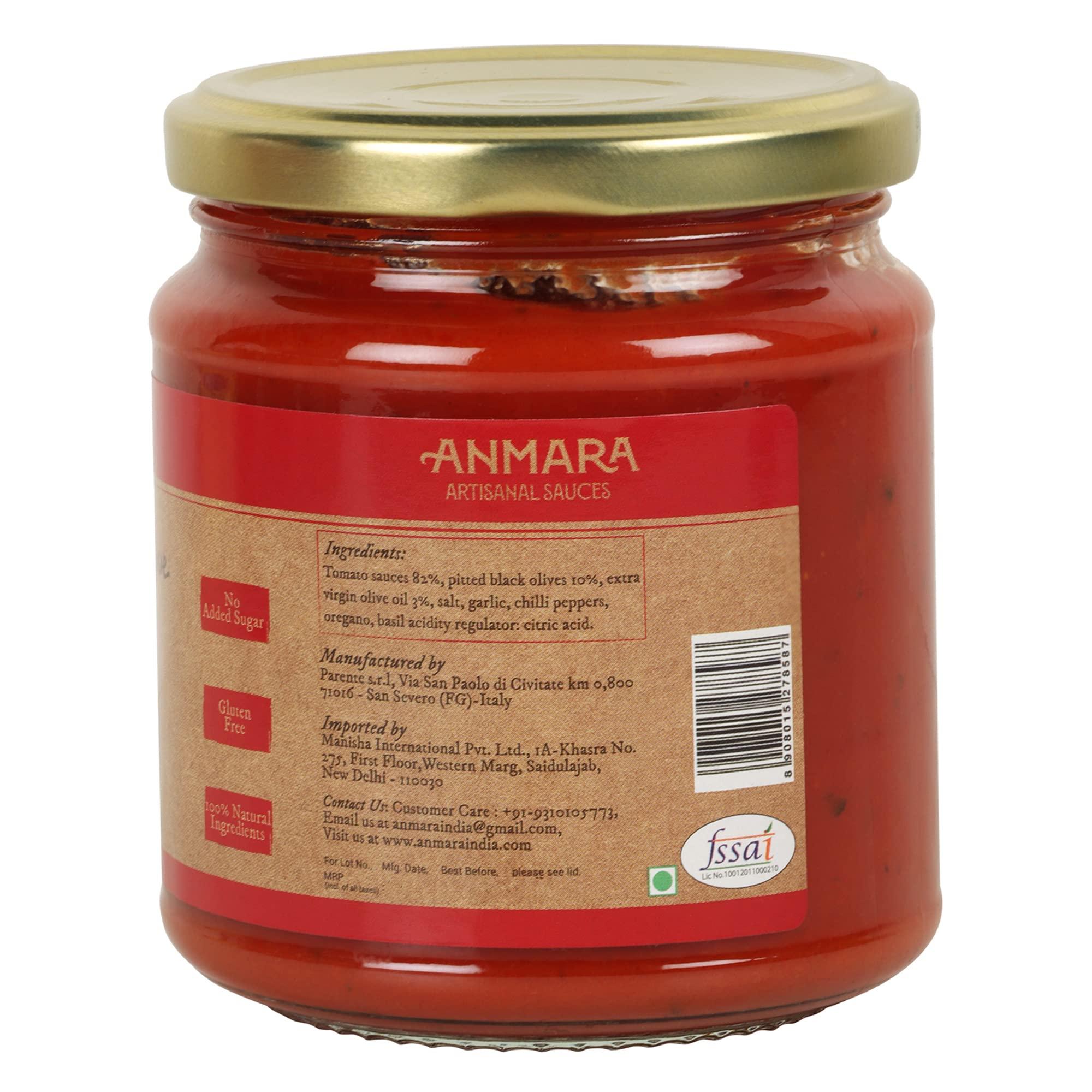 Anmara Anmara Artisanal Pasta & Sauces Combo (Gluten-Free Fusilli Pasta -250g & Artisanal Pizza & Pasta Sauce made with Basil & Olives-314ML)- Pack of-2