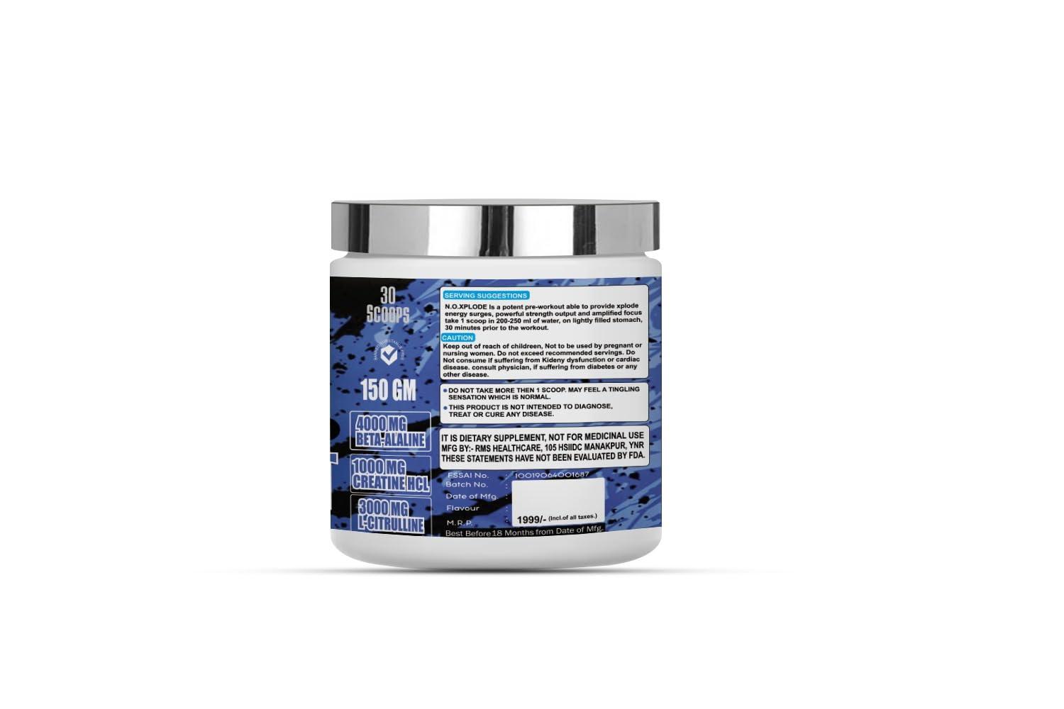 German Labz German Labz N.O. Xplode Pre Workout Powder with Creatine for Performance, Beta Alanine for Muscle, L-Citrulline for Pump & Caffeine for Sustained Energy [150g, 30 Servings, Green Apple]