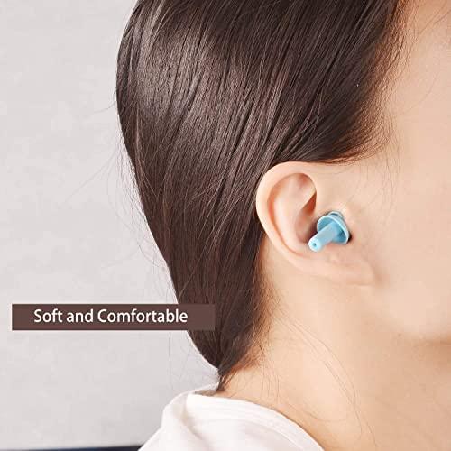James 2 Pairs Reusable Silicone Ear Plugs, Waterproof, Hypoallergenic - Ultra Comfortable Noise Reduction Earplugs for Sleeping, Swimming, Concerts and Airplanes (earplugs 2 Set) (Blue and Green