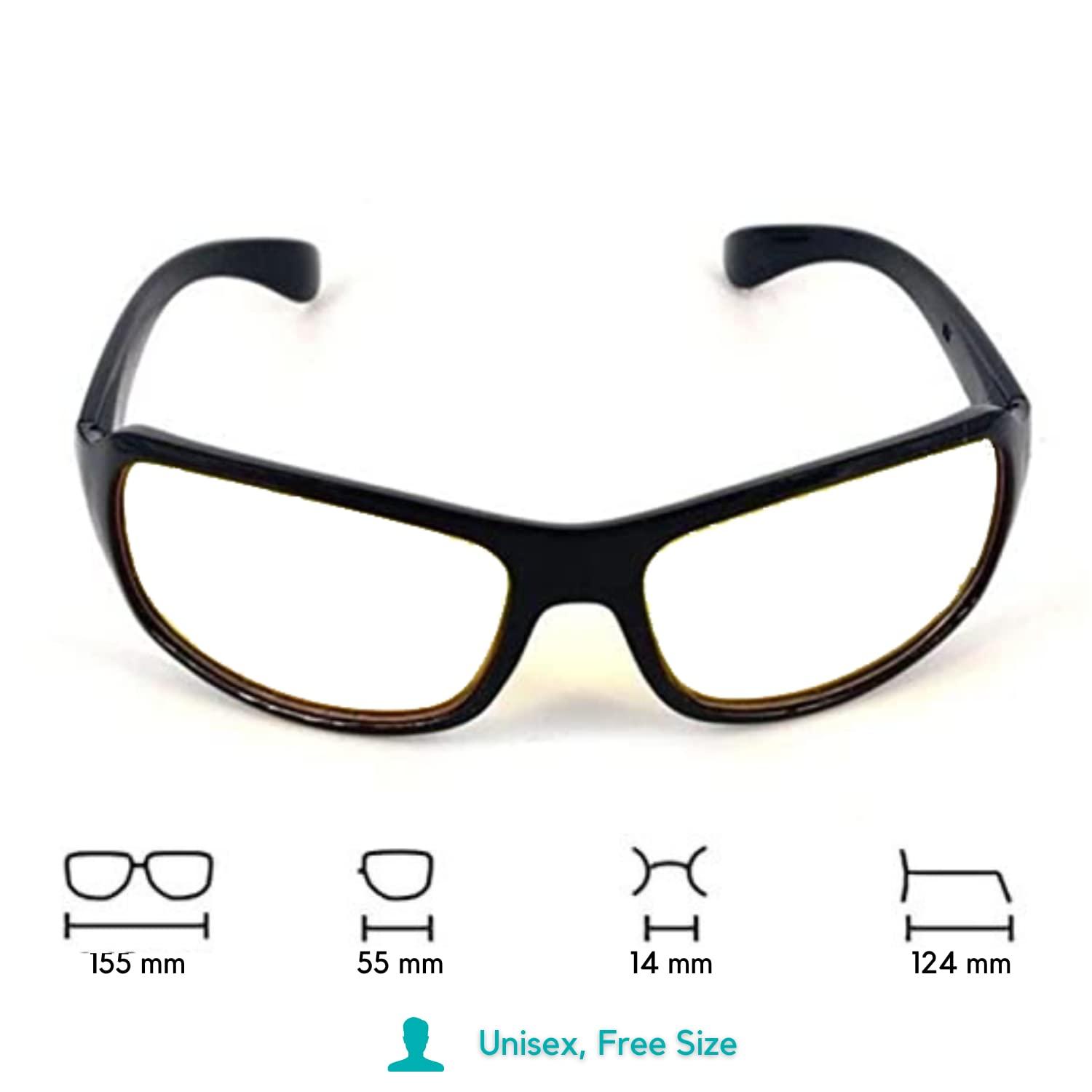 Vast Vast Photochromic Blue Cut Computer Glasses for Eye Protection | Zero Power Anti Glare & Blue Light Filter Glasses | UV Protect Specs for Men & Women| Frames| Blue Cut Lens (WRAP AROUND STYLE)