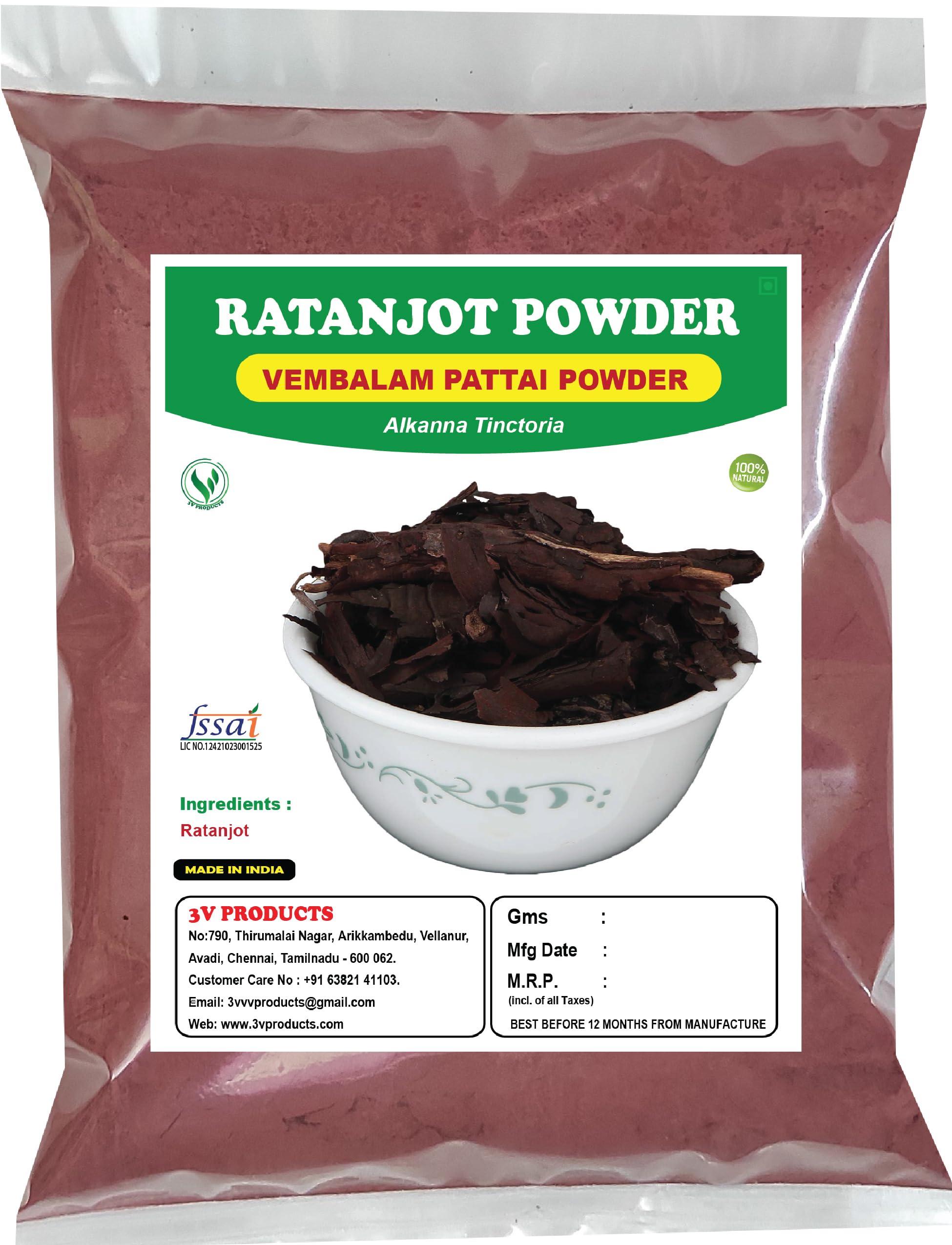 3V PRODUCTS 3V PRODUCTS Ratanjot Powder 75g | Alkanet Root | Vembalam Pattai | Laljadi | Alkanna Tinctoria (Pack of 1)
