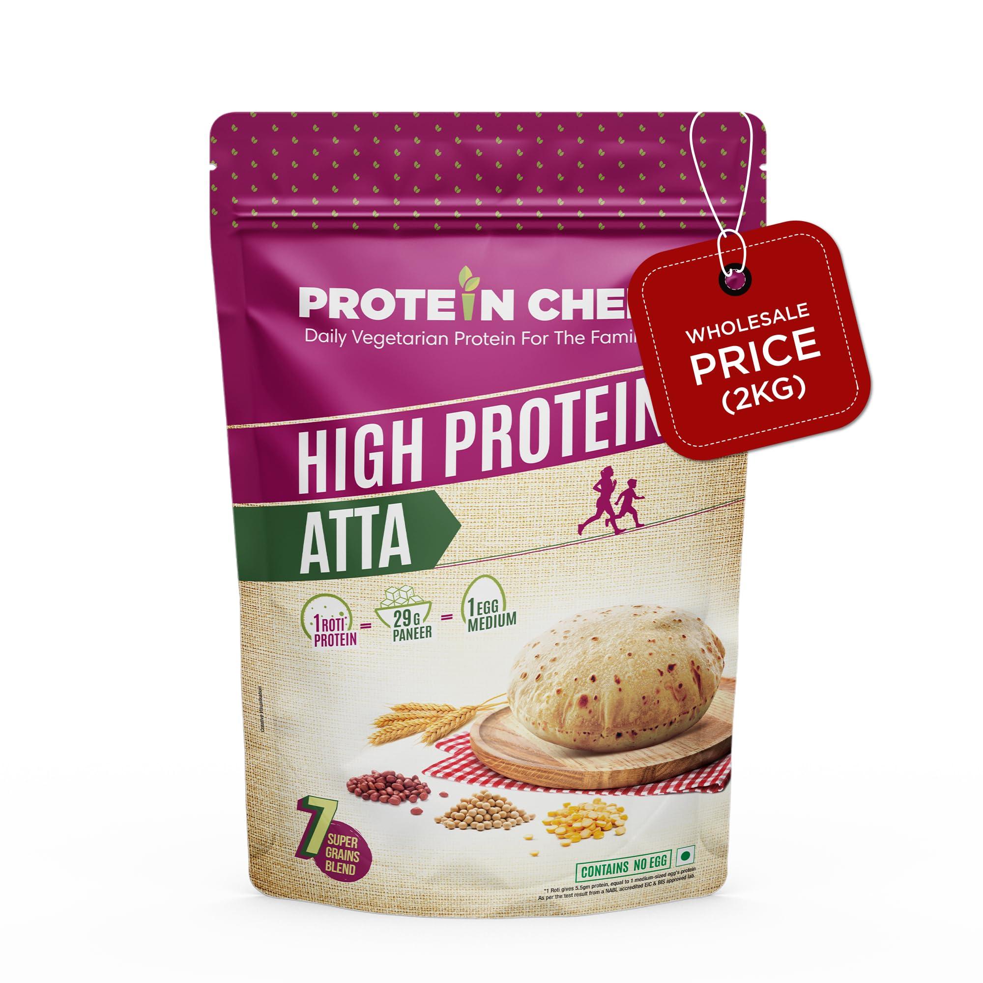 Protein Chef Protein Chef High Protein Atta (2kg) | 7 Supergrain Flour with Double the Protein | Tastes like Regular Chakki Atta Roti | Multigrain Atta | Roti Protein Good for the Family | Vegan Plant Protein Food