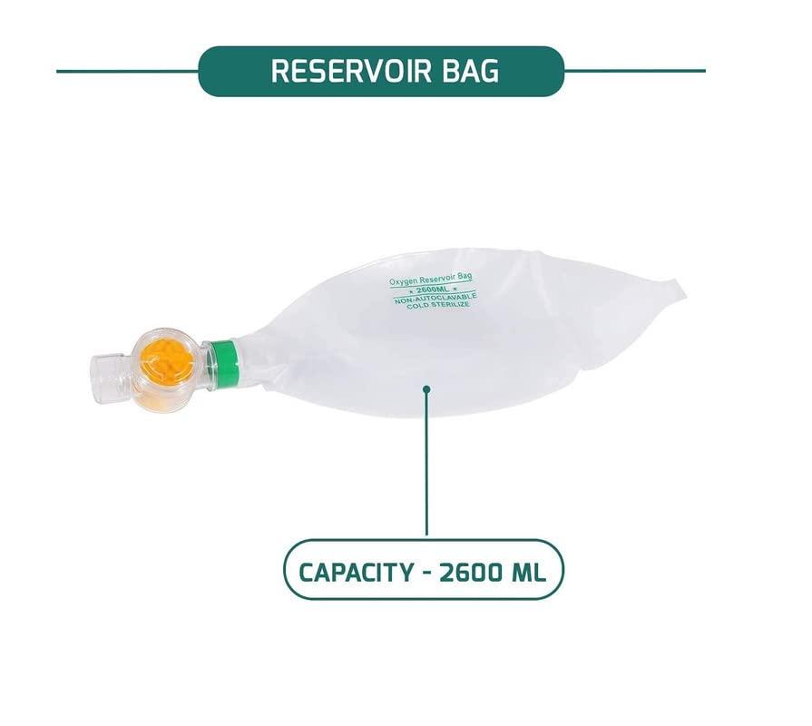 Jetflon Jetflon Ambu bag Silicone Adult Ambu Bag Green Self-Inflating,Face mask,Reservoir Bag & Oxygen tube (autoclavable) Resuscitator Manual Resuscitator Respiratory Exerciser