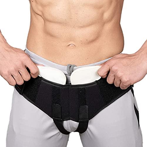 FIDELIS HEALTHCARE FIDELIS HEALTHCARE Inguinal Hernia Belt For Men Hernia Support Truss With Removable Pressure Pads Double Hernia Pain Relief Comfortable Brace Black, Extra Extra Large