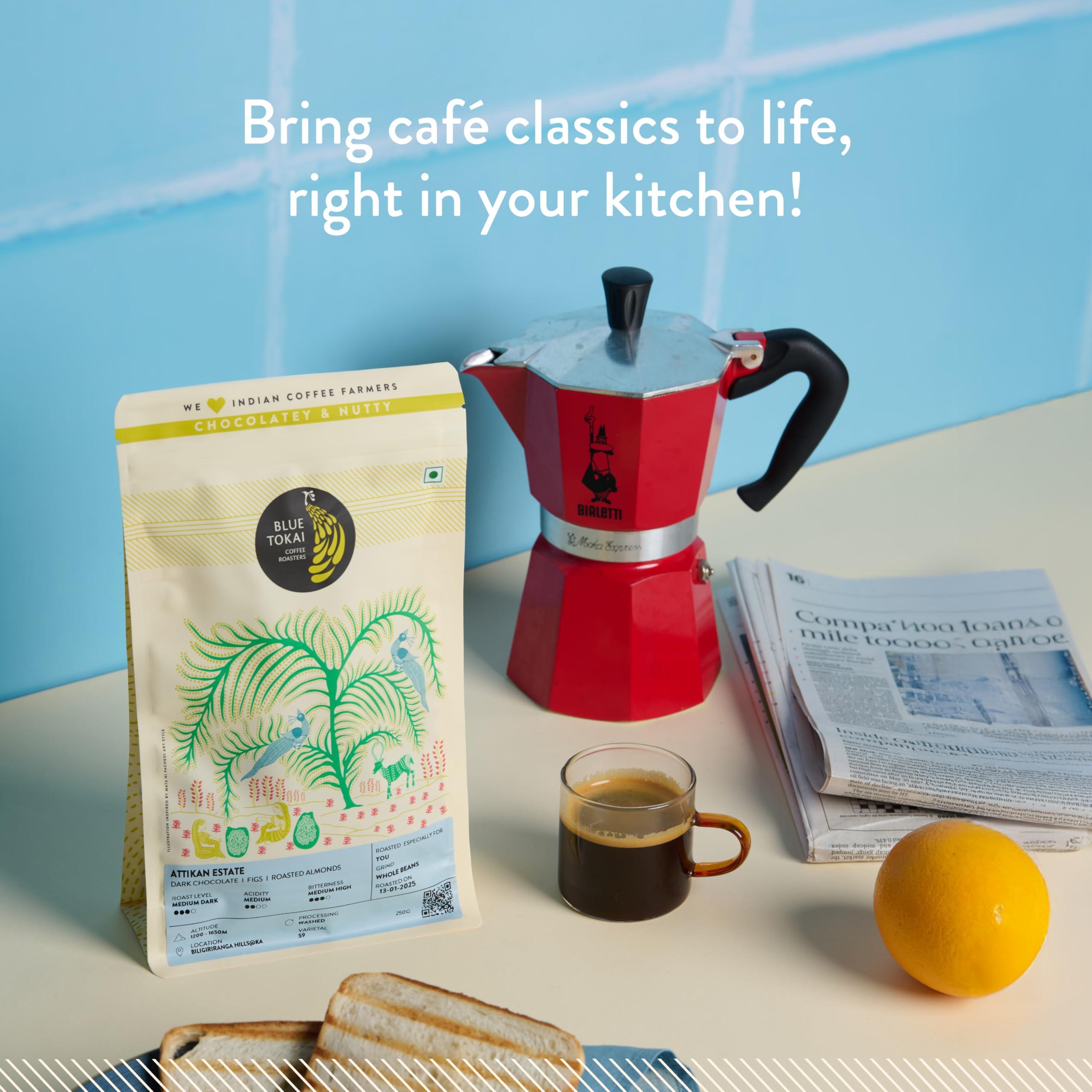 Blue Tokai Coffee Roasters Blue Tokai Coffee Roasters Attikan Estate - Medium Dark Roast (Aeropress Grind) 1Kg | Made With 100% Specialty Grade Arabica Freshly Roasted Ground Coffee, Bag