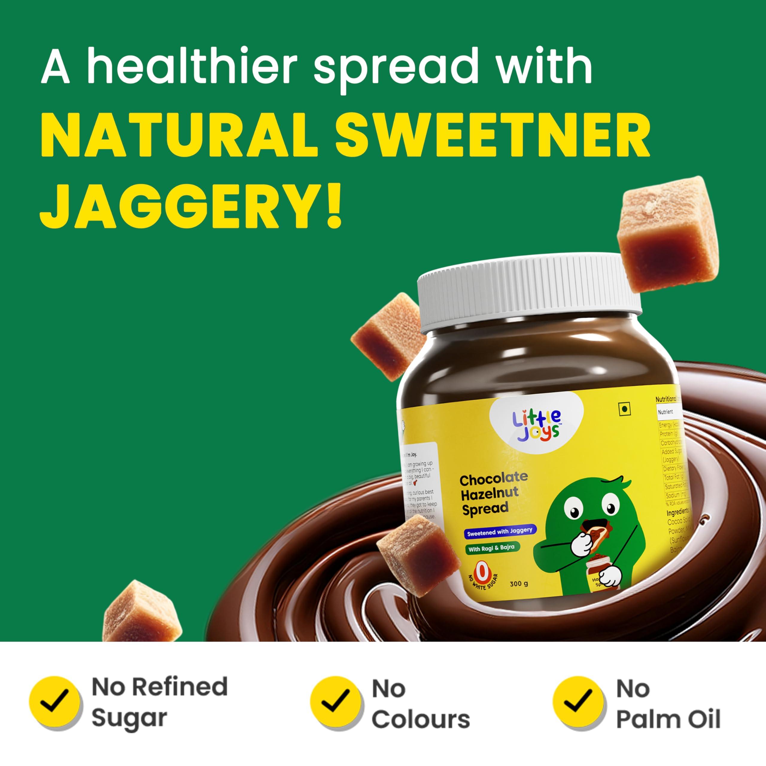 Little Joys Little Joys Chocolate Spread for Kids | Sweetened with Jaggery | With Rich Hazelnut, Cocoa, Ragi & Bajra | No Refined Sugar, No Palm Oil, No Preservatives | 300g