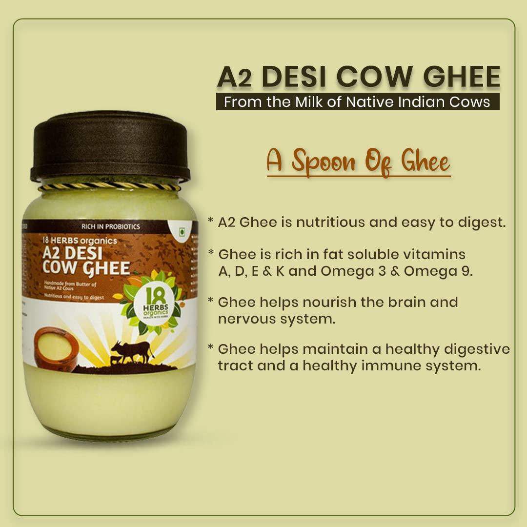 18 HERBS ORGANICS HEALTH WITH HERBS 18 Herbs Organics Health with Herbs A2 Desi Cow Ghee - Traditional Handmade Bilona Method (A2 Desi Ghee 200ml)