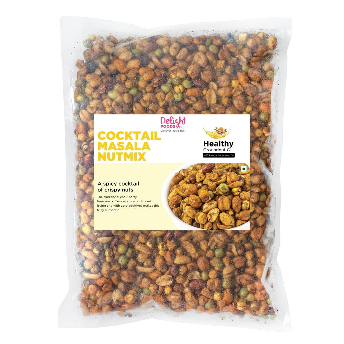 Delight Foods Delight Foods Cocktail Masala Nut Mix 800g Healthy Groundnut Oil Fried Namkeen, Indian Snacks, No Preservatives