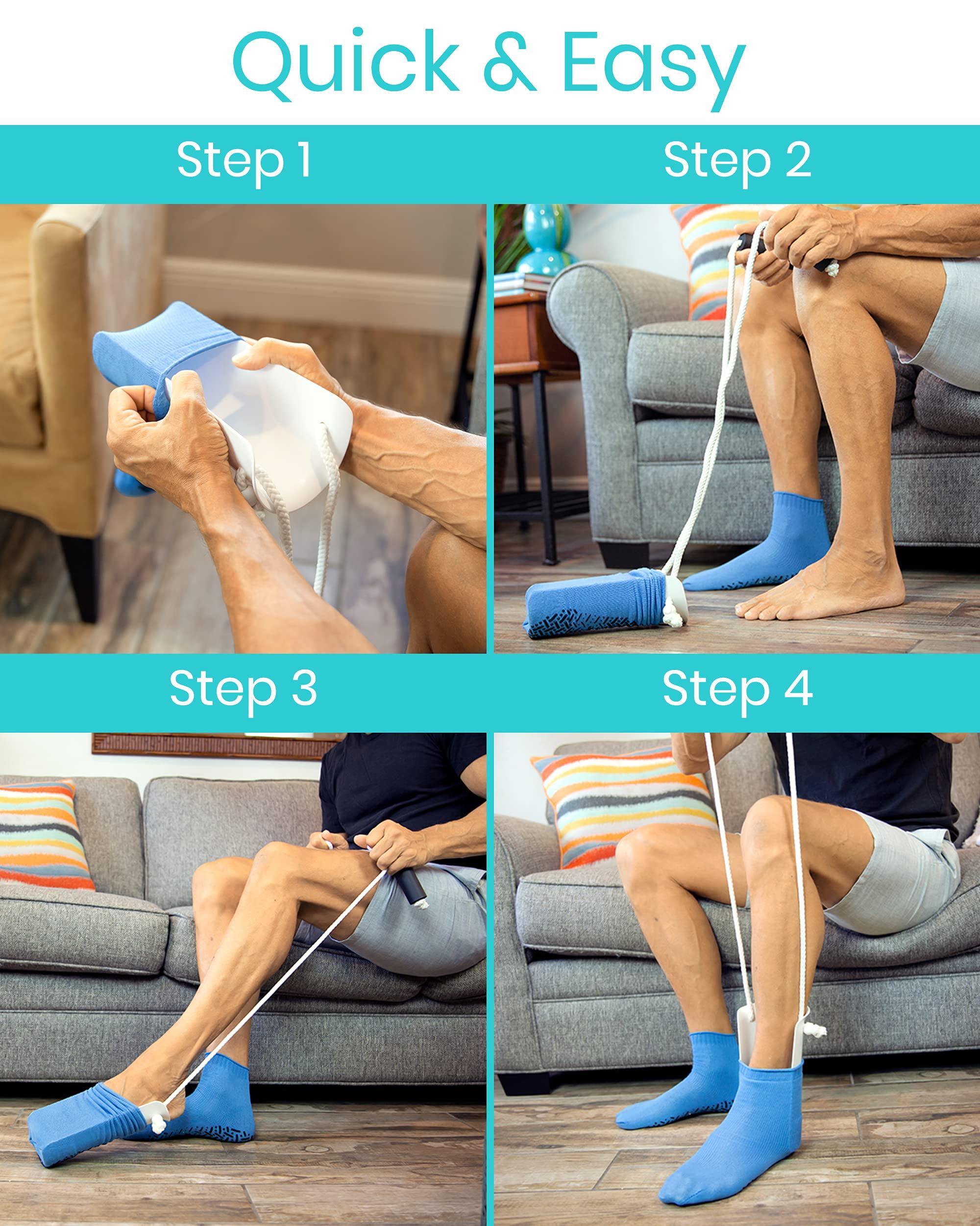 VIVE VIVE Sock Assist Device by Vive - Stocking Puller Assistant Aid - Easy Up Compression Sock Helper Aide Tool - Easy Putting On and Pulling Up Donner for Elderly Senior and Pregnant - Puller Assistance