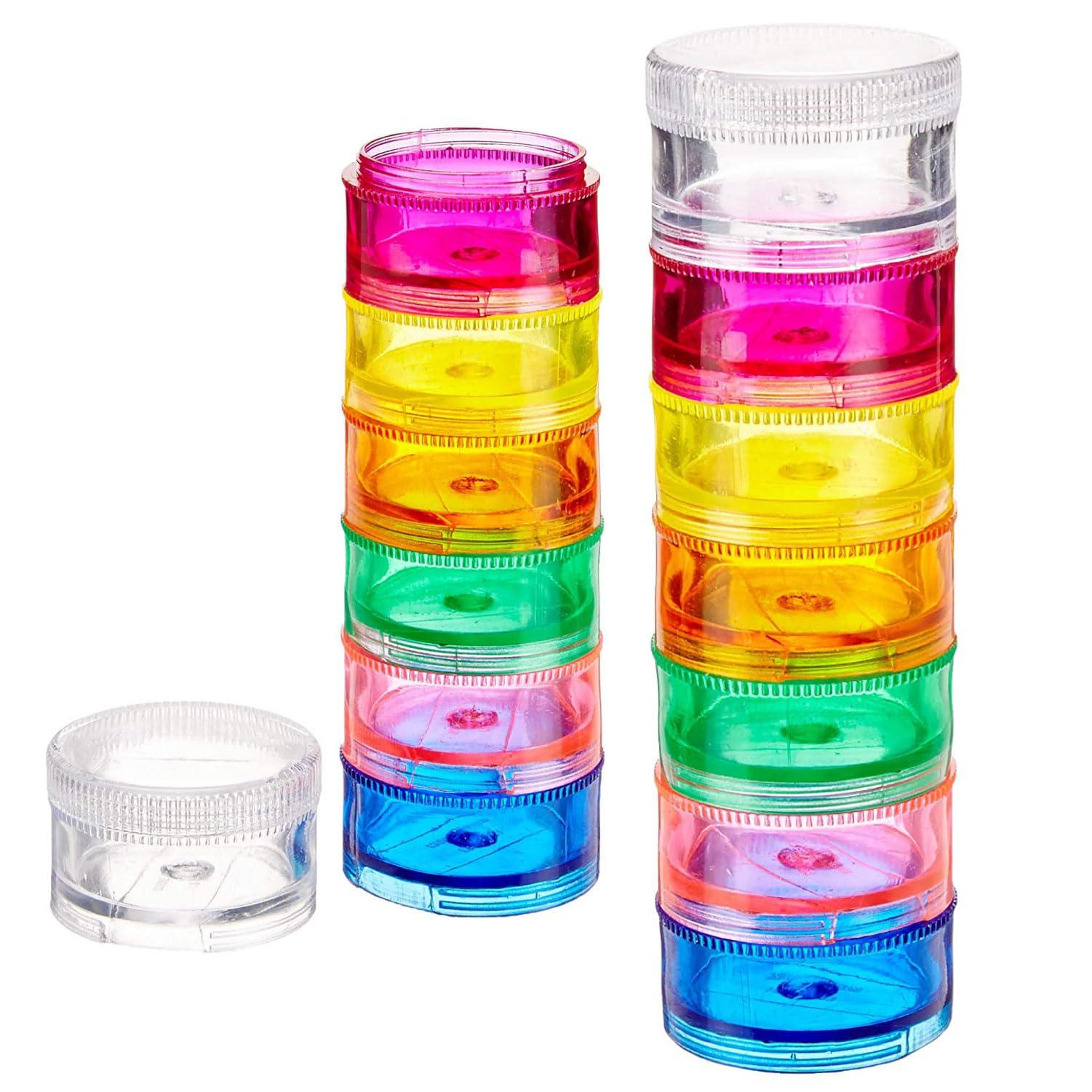 Deke Home 2 Pack Rainbow 7 Day Stackable Pill Organizer case Tower Box Medicine Planner Small case (Seven Day Weekly Travel Container) Medication, Vitamin Holder Organizer Pillbox Dispenser. Daily Organizers