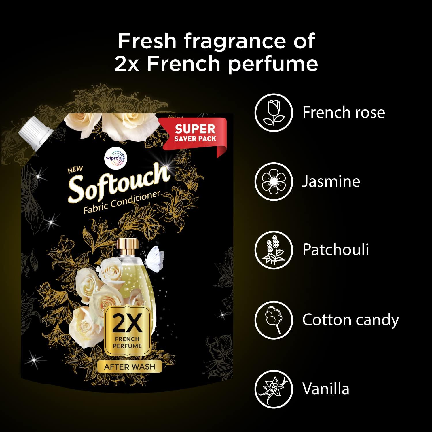 SofTouch SofTouch 2X French Perfume Fabric Conditioner 2 Litres, Liquid (Pack of 2)