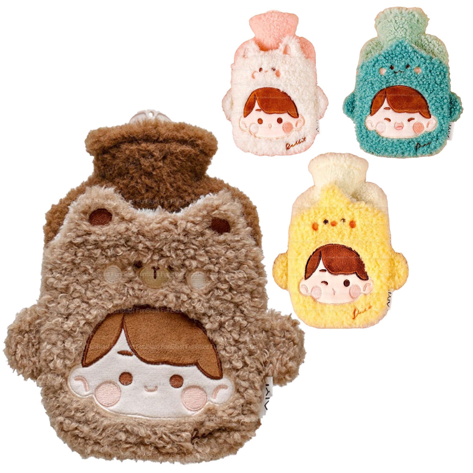 FunBlast FunBlast Hot Water Bag 1 Pcs Heating Bag with Soft Cartoon Cover for Pain Relief, Heating Pad Hot Water Bottle & Rubber Bottle for Hot Water Bag for Pain Relief 1000 ML (Random Color)