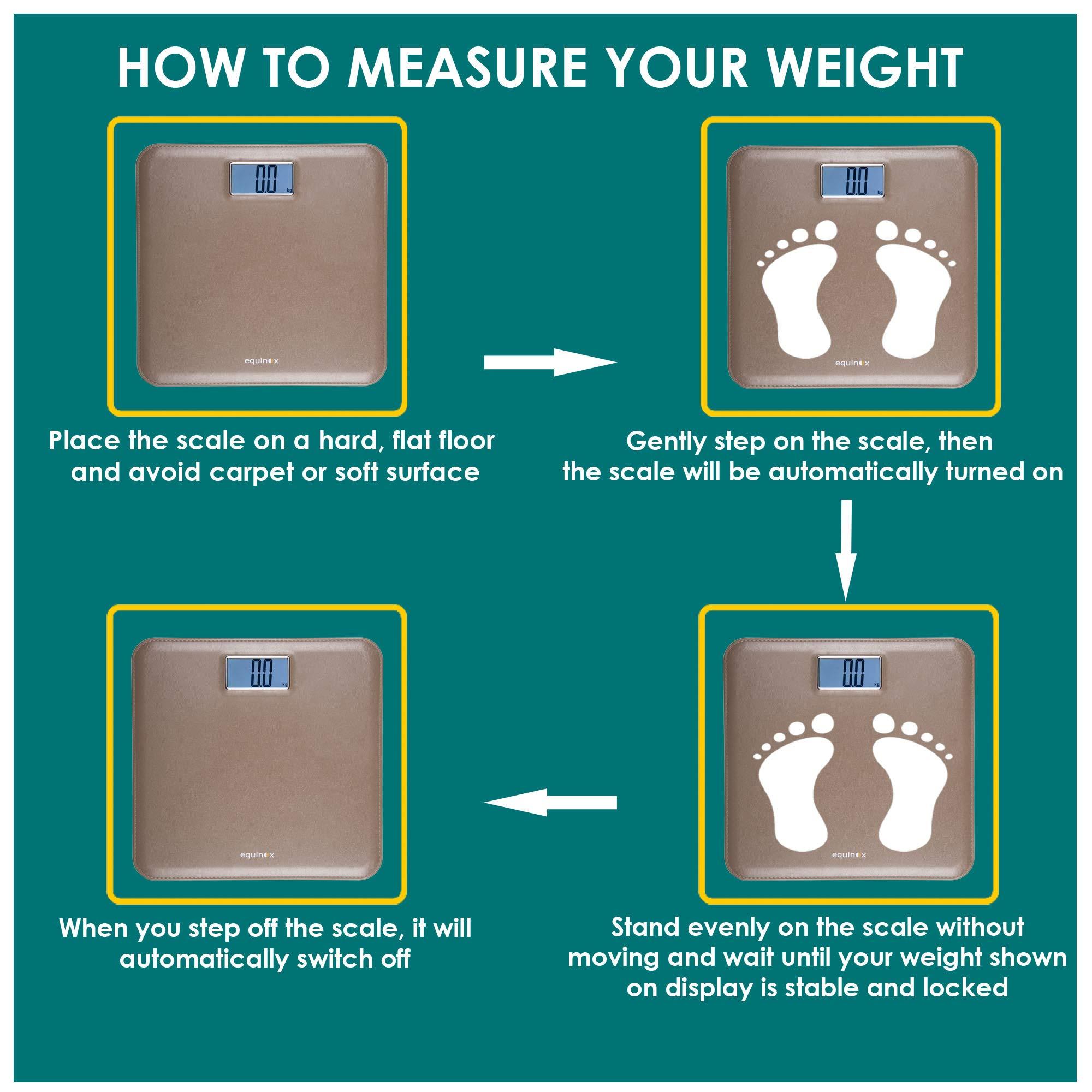 Equinox Equinox Personal Digital Weighing Scale EQ-EB-6171L for body weight, Leather look with ABS platform, Large LCD display with Backlight, Ultra Lightweight, 18 months warranty (Brown)