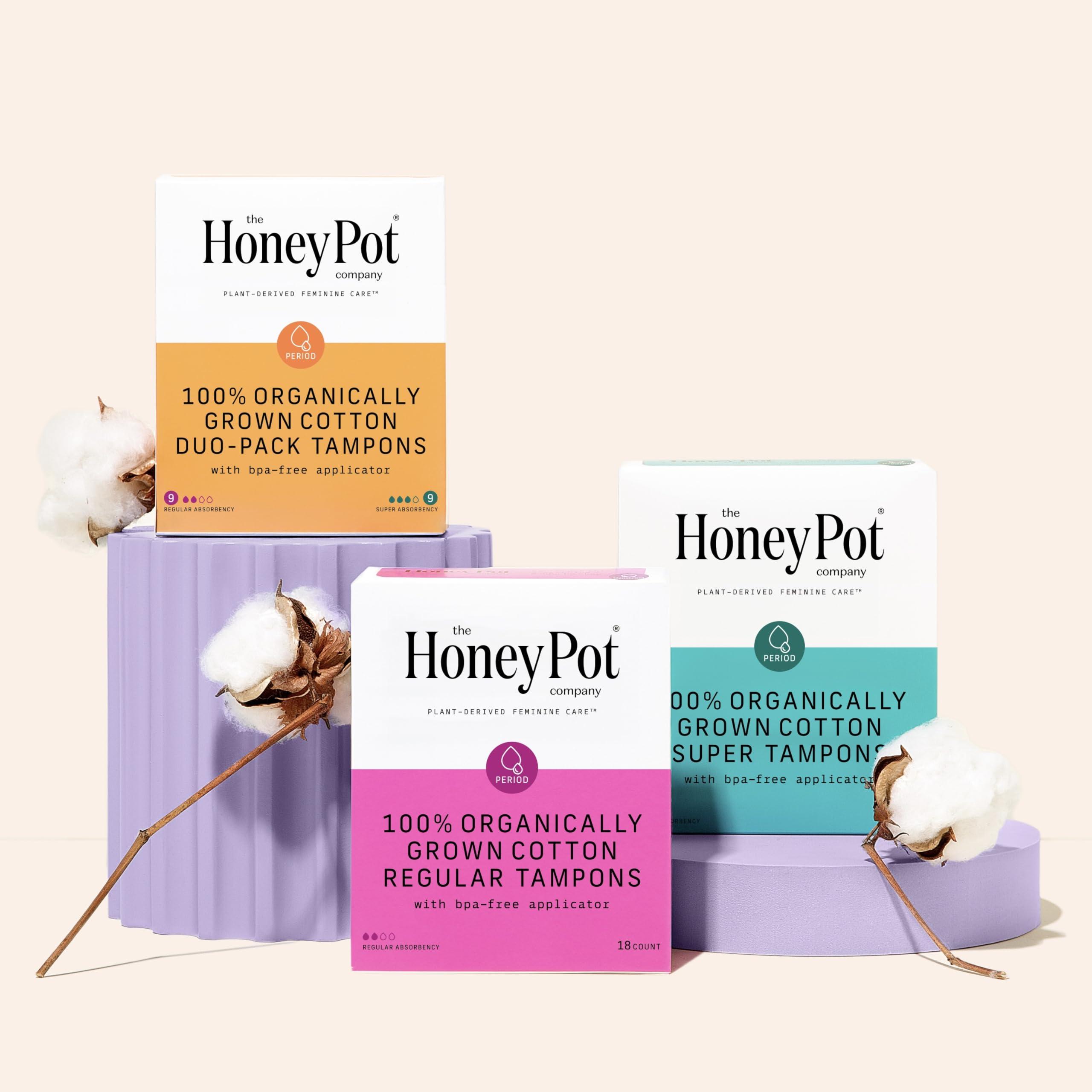 The Honey Pot The Honey Pot 100% Organic Duo-Pack Regular-Super Tampons 18 Count - unscented Organic Cotton with bio-Plastic applicator