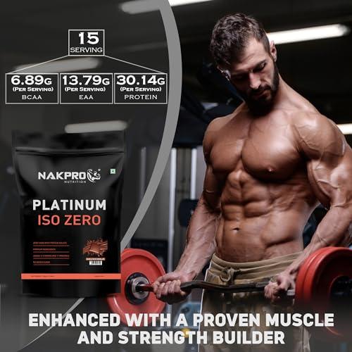 NAKPRO NAKPRO PLATINUM ISO ZERO 100% Whey Protein Isolate | Added Vitamins & Minerals | Easy Mixing, Easy Digesting Whey Protein Supplement Powder for Men, Women & Athletes (500g, Double Rich - Chocolate)