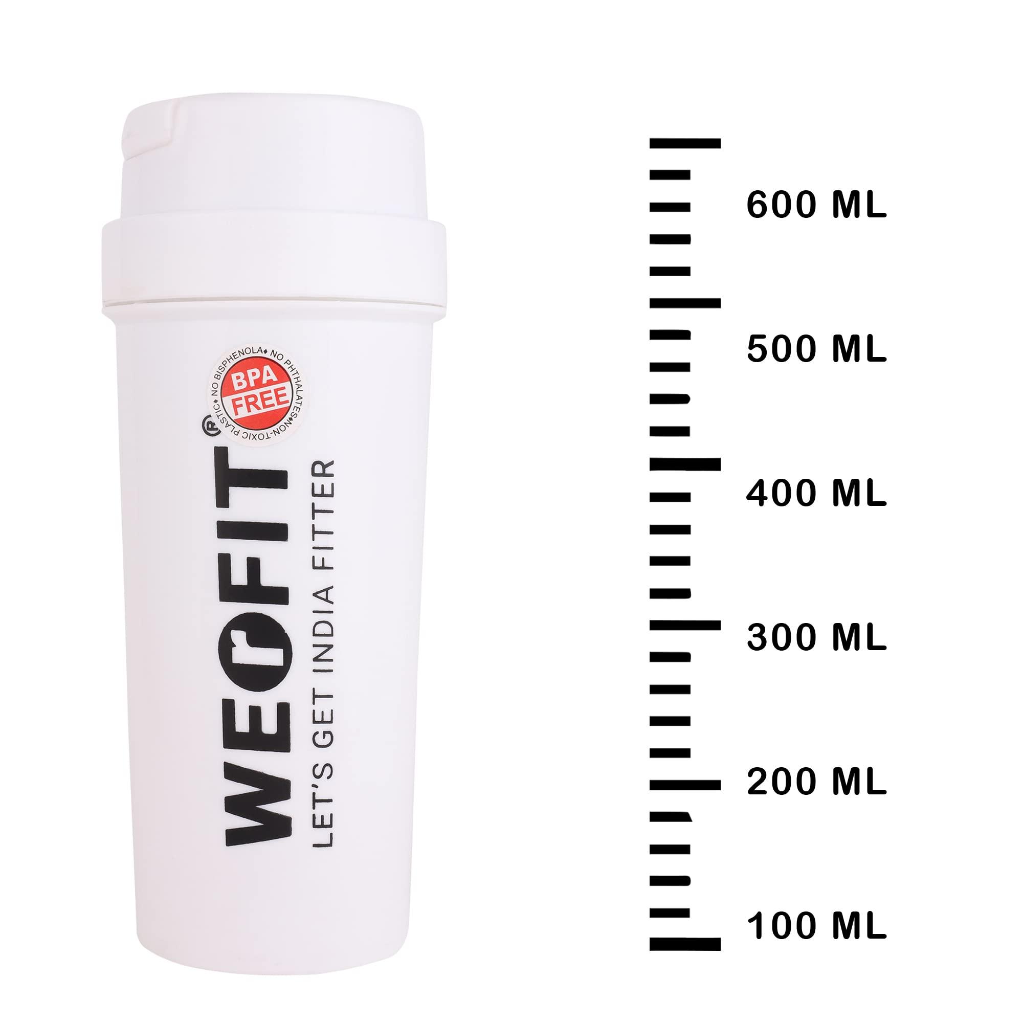 WERFIT WERFIT Shaker Bottle 600ml, Shaker Bottles For Protein Shake, Leakproof, Sipper Bottle, Pre Workout And BCAAs & Water BPA Free Material-White