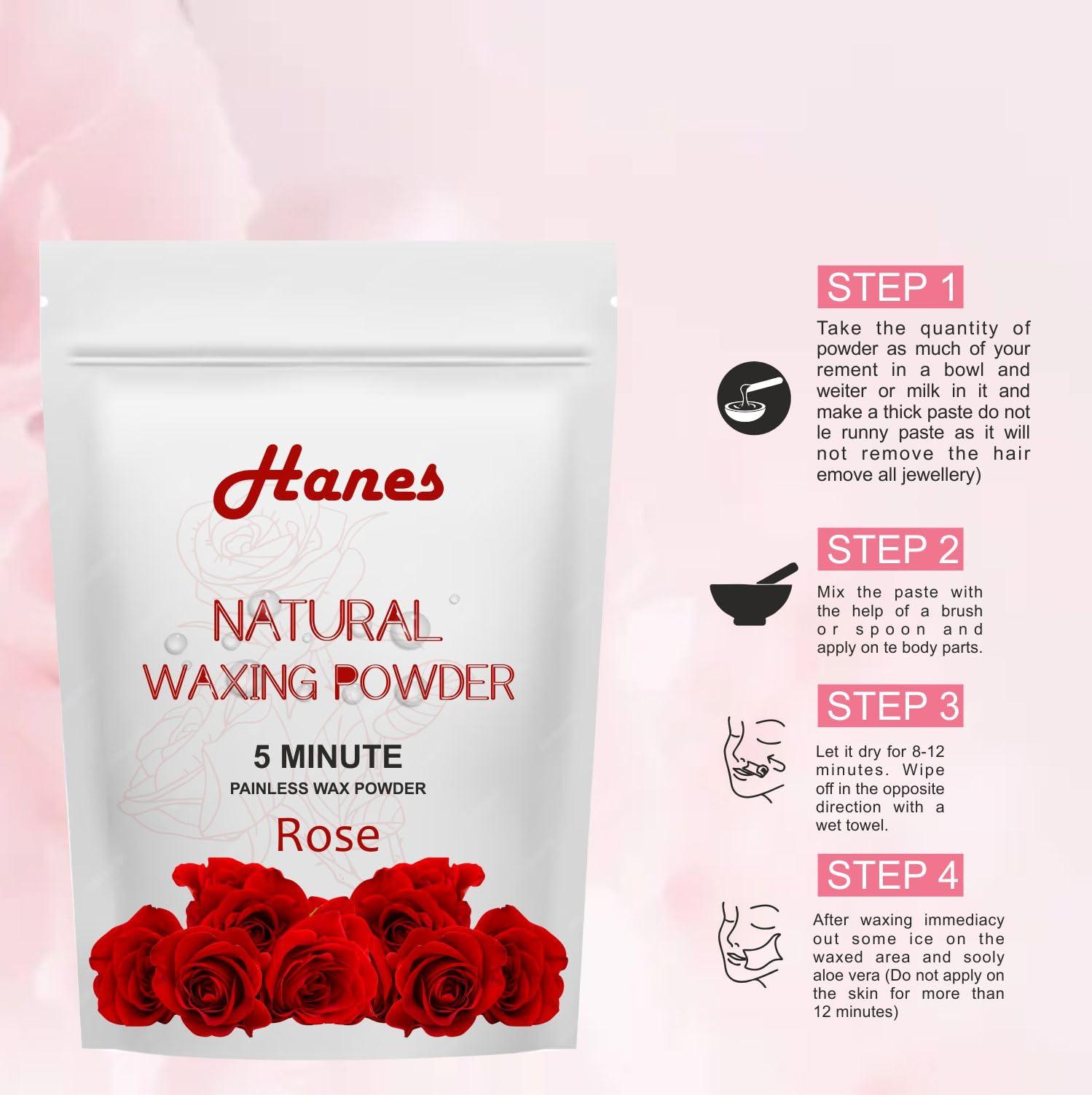 Hanes Hanes Women Organics Herbal Wax Powder For Hair Removal, 15 Min Instant Painless Natural Waxing Powder All Types Of Hair Skin Hands Legs Underarms Bikini(100 Gm, Red)