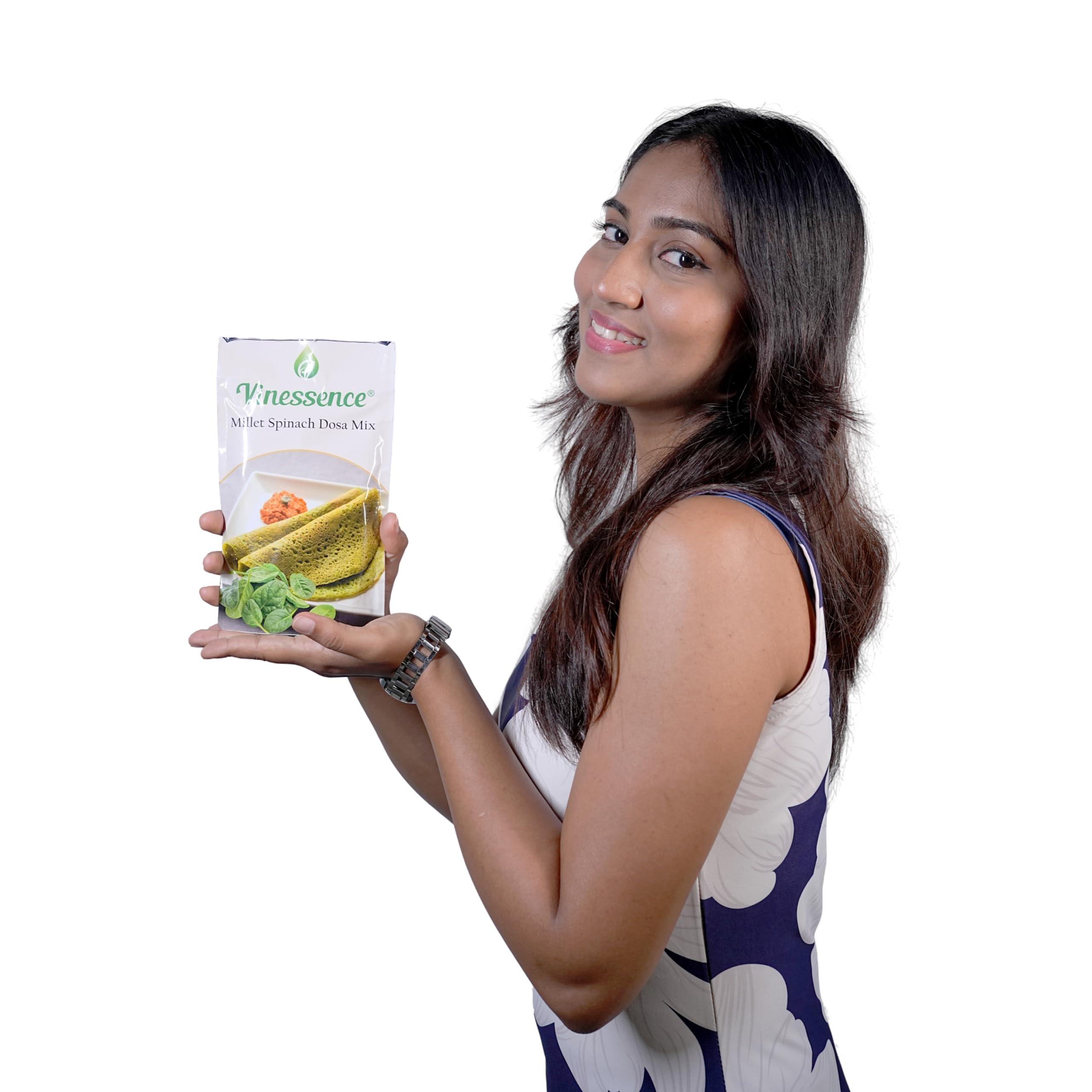 vinessence Vinessence Sprouted Millet Spinach Dosa Mix | Quick & Easy to Make | Diabetic Friendly | Rich in Vitamins & Minerals | 175 gram