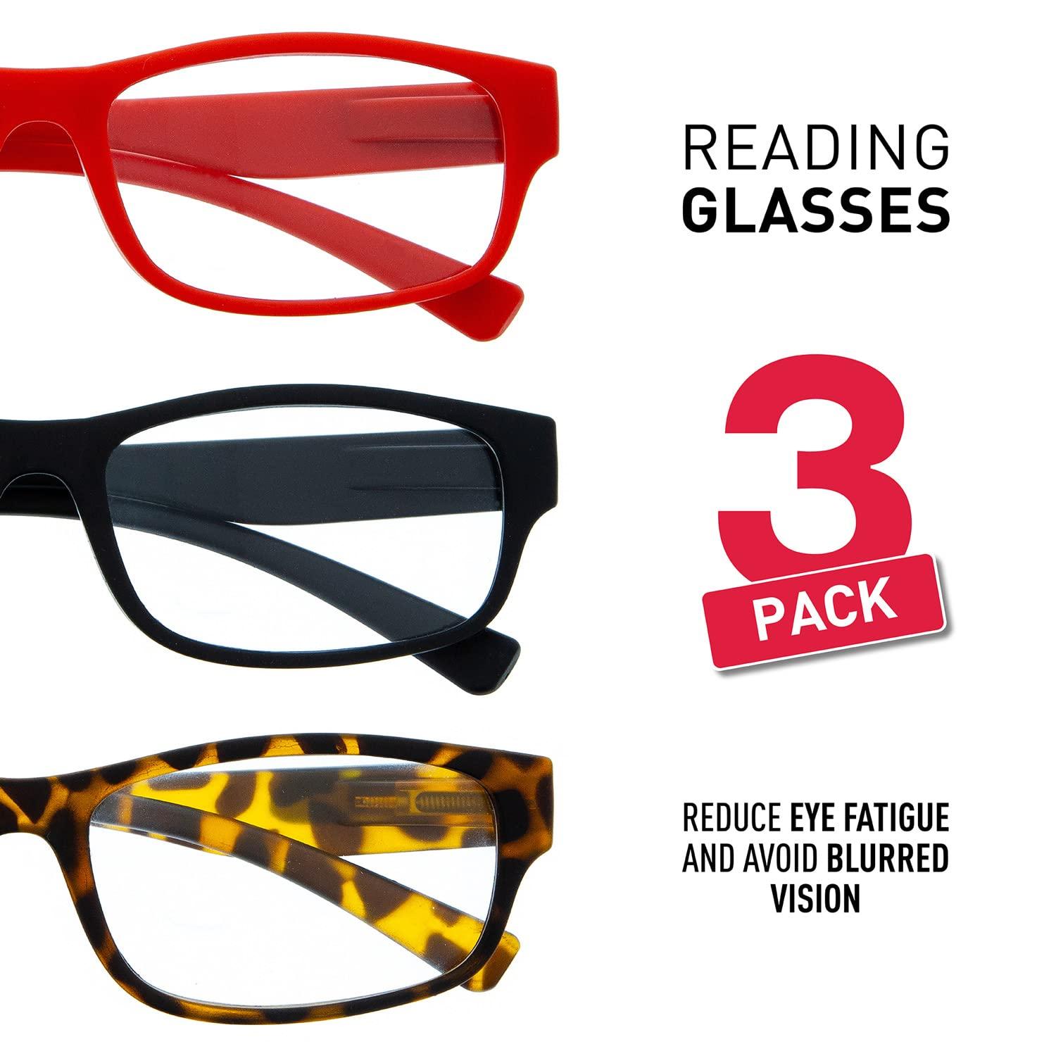DIDINSKY The Readings Factory: 3 Pack Reading Glasses for Men and Women. Colorful and Fashion Presbyopia Glasses. Executive +3.0 - Trevi Executive