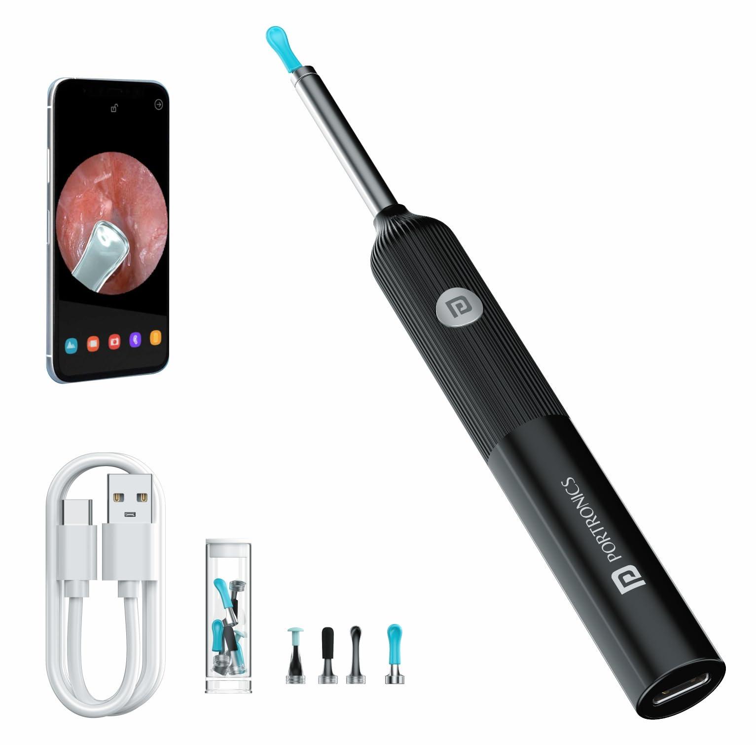 Portronics Portronics Cleansify Ear Endoscope Otoscope/Wax Cleaner with 1080p FHD Camera with Ultra fine 4.5mm Lens for Kids & Adults(Black)