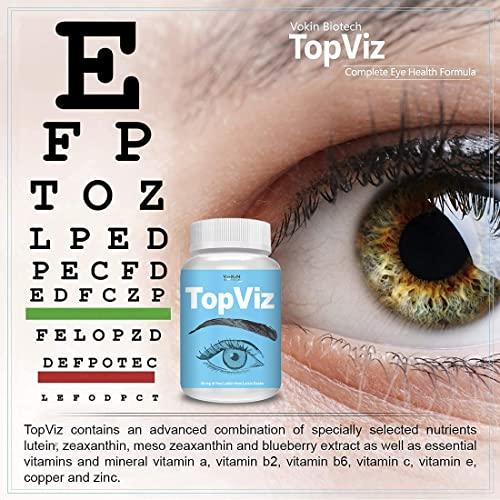 Vokin Biotech Vokin Biotech TopViz Eye Care Supplement to Improve Vision, Blue Light & Digital Guard (Lutein, Zeaxanthin) -Pack of 90 Vegetarian Tablets