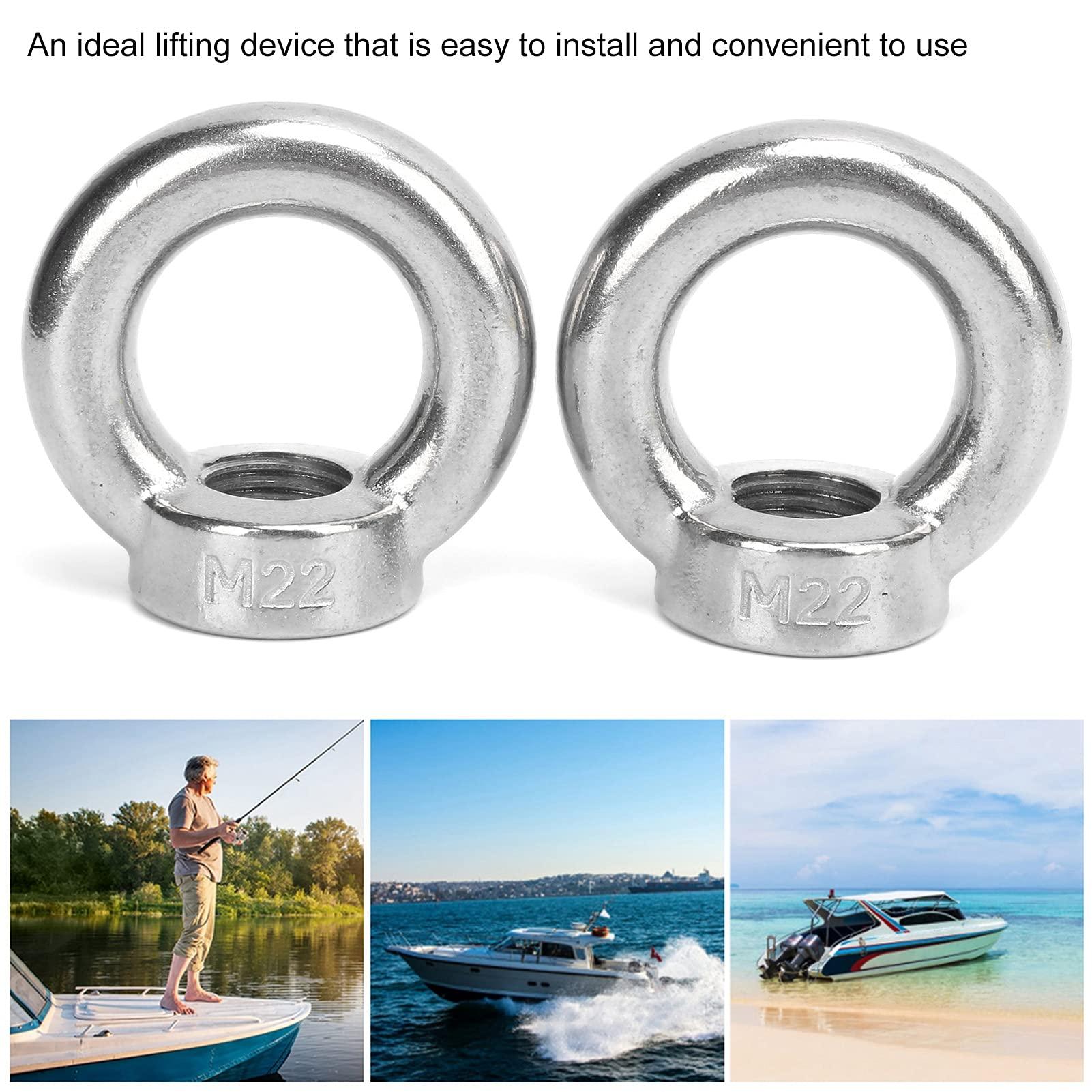 Sutinna Eye Screw Nut, Mutifuctional Lifting Eye Nut Stainless Steel Convenient Durable Reliable for Industry/Yachts/Boats for Ship Lifting(M22)