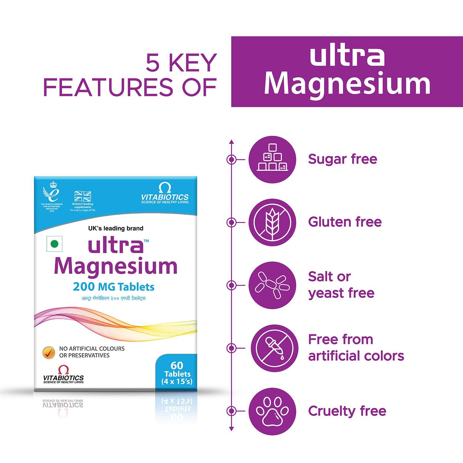 Ultra Ultra Magnesium 200Mg Tablets Provide Antioxidant Support | 60 Tablets