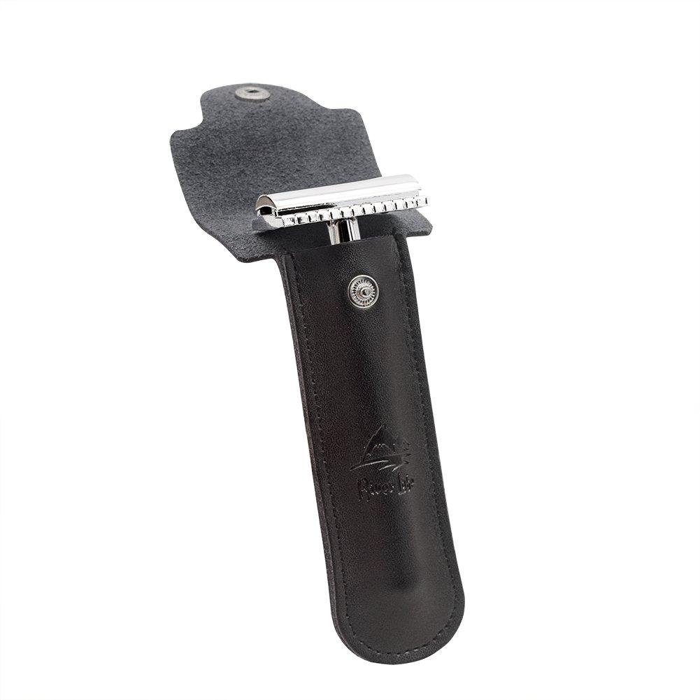 River Lake Leather Case Razor Protective Travel Case for Leather Case Safety Razor's Double Edge Safety Case Cover with Felt Lining from RIVERLAKE