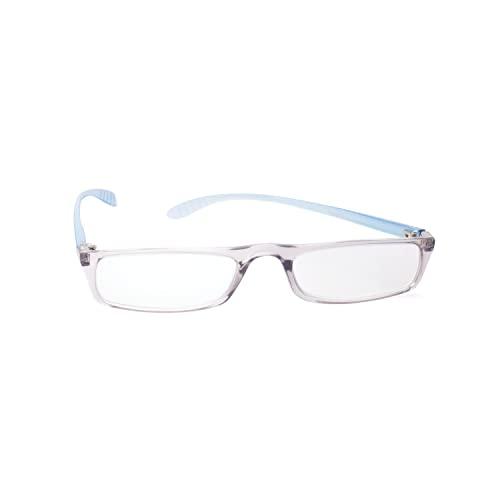 TIZIANO TIZIANO New Age Reading Glasses (Model: Tz-801 Transperant Grey with Blue side +2.25 with Rectangular Eye Shape)