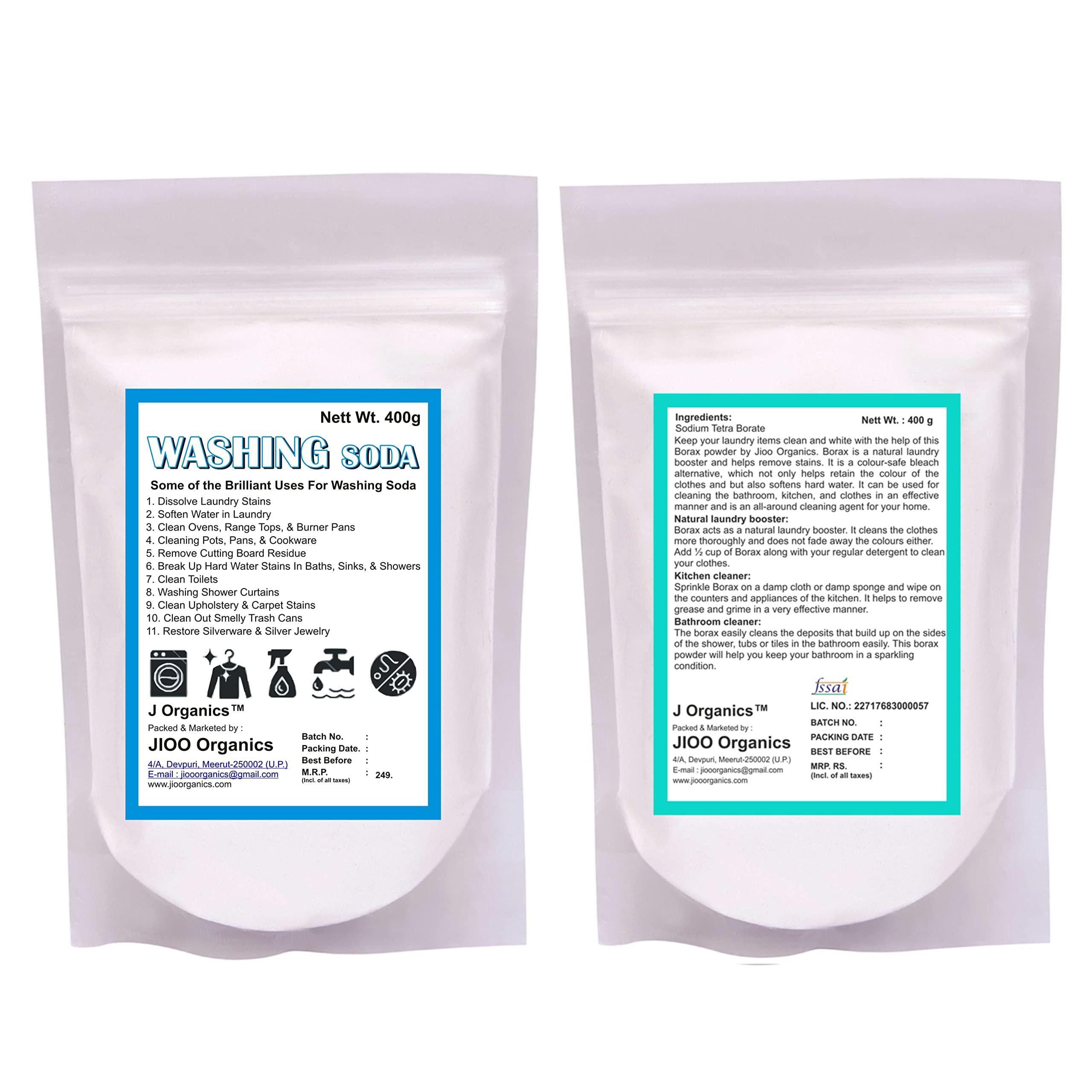 J Organics J Organics Laundry Detergent Combo - Washing Soda And Borax Powder - 400Gram Each