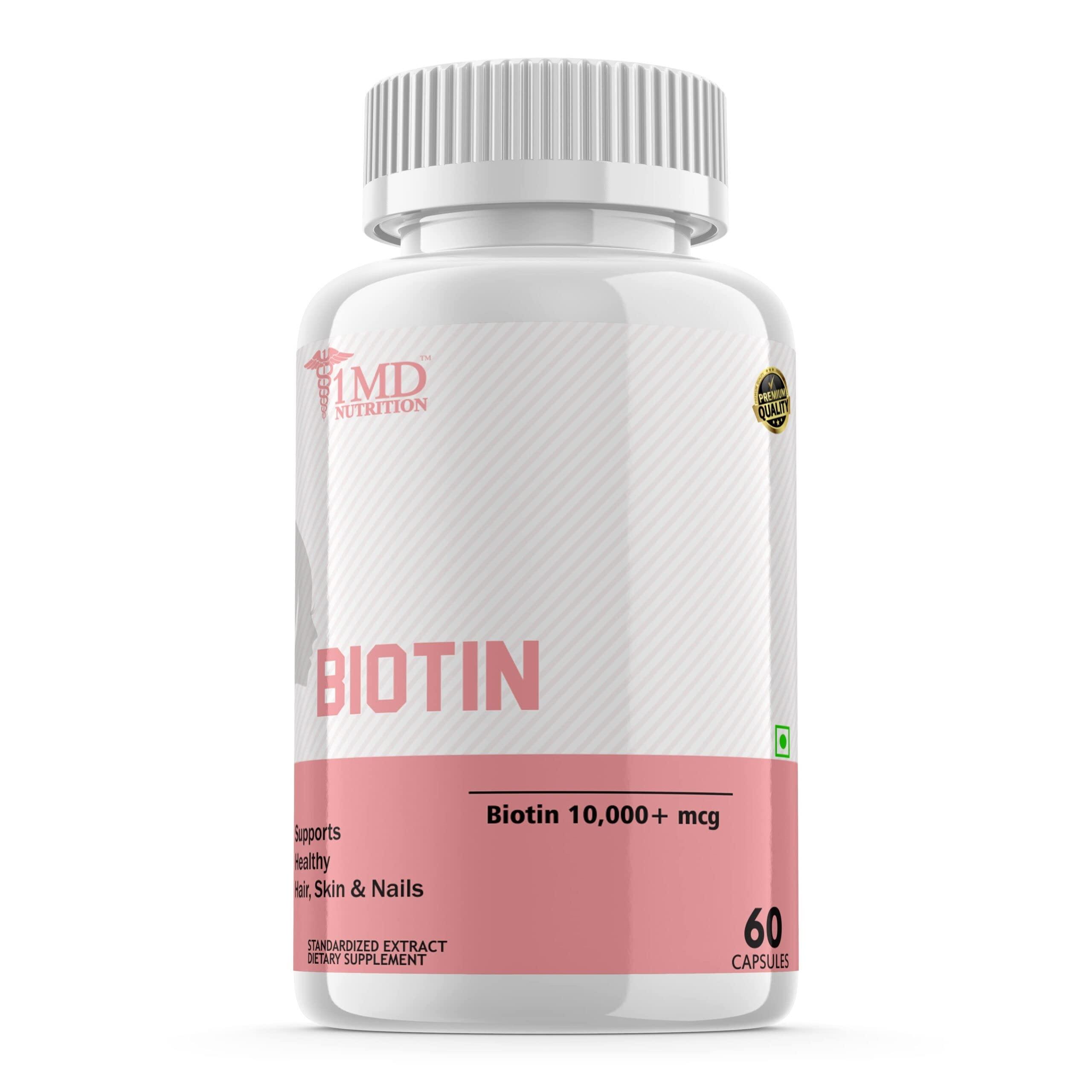 1md nutrition 1 MD NUTRITION | Biotin for hair growth 10000mcg+ with Amla for Men & Women, Biotin supplement to support Hairfall Control & Healthier Skin, Certified Clean & Vegan, powder