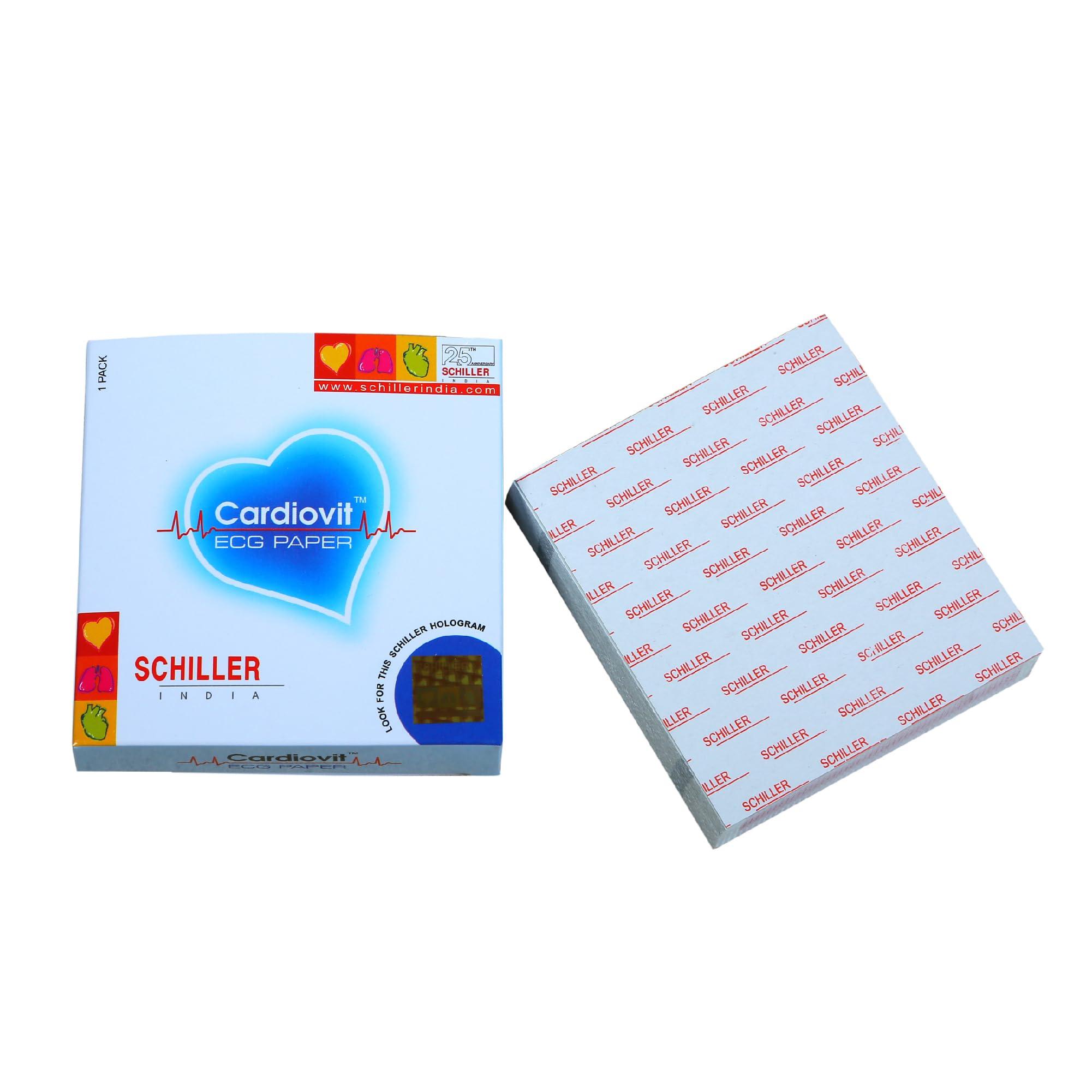 SCHILLER ECG Paper For CARDIOPLUS/DG-400 Series Defibrillator/Samiksh Series Patient monitors | SCHILLER ECG Paper | Length 90 mm And Height 80 mm | 200 sheets in One Box
