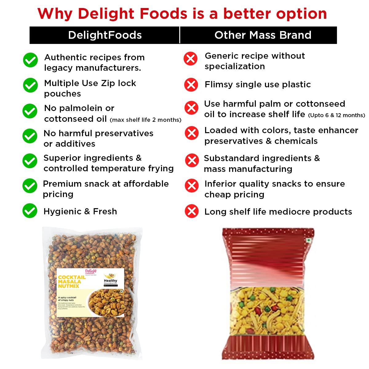 Delight Foods Delight Foods Cocktail Masala Nut Mix 800g Healthy Groundnut Oil Fried Namkeen, Indian Snacks, No Preservatives