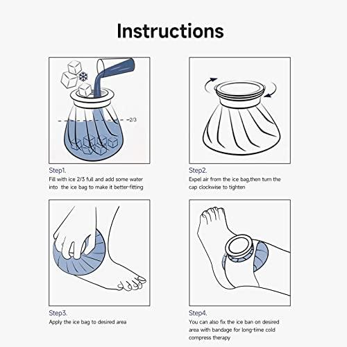 BICAREE BICAREE Ice Pack for Injuries Reusable, Ice Bags Hot Water Bag for Hot & Cold Therapy and Pain Relief with Cover, No-Leak Elastic Breathable Ice Bag, Size 9", Blue