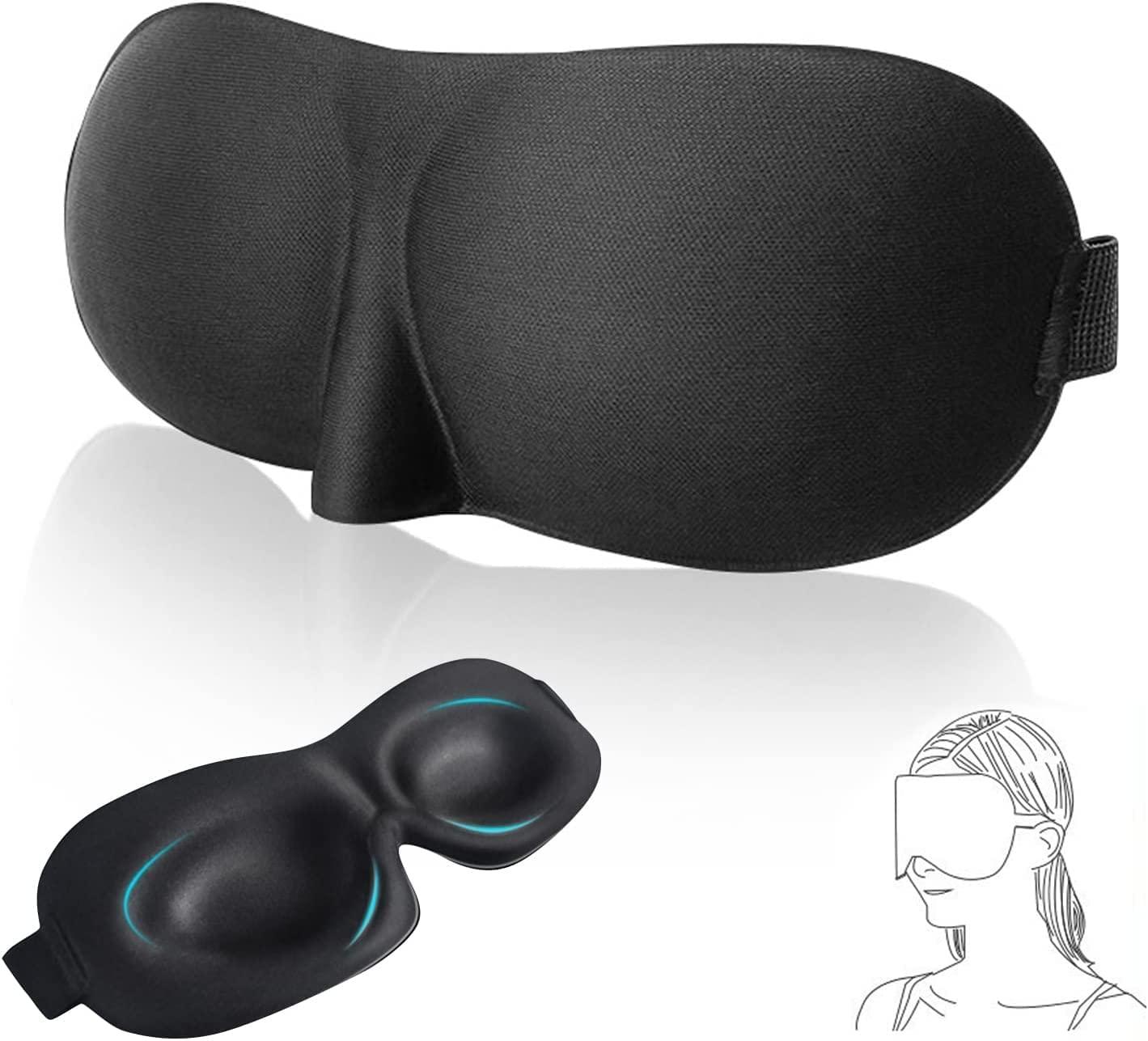VALKYRIE VALKYRIE Sleep Eye Mask, 3D Contoured 100% Blackout Eye Mask, Sleep Mask with Adjustable Strap, Soft and Comfortable Night Blindfold for Women Men, Shift Work, Travel, Black ,Polyester